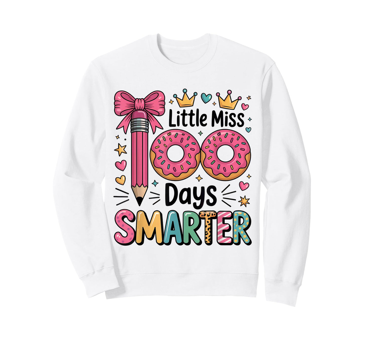 Little Miss 100 Days Smarter Kids Girls 100th Day of School T-Shirt