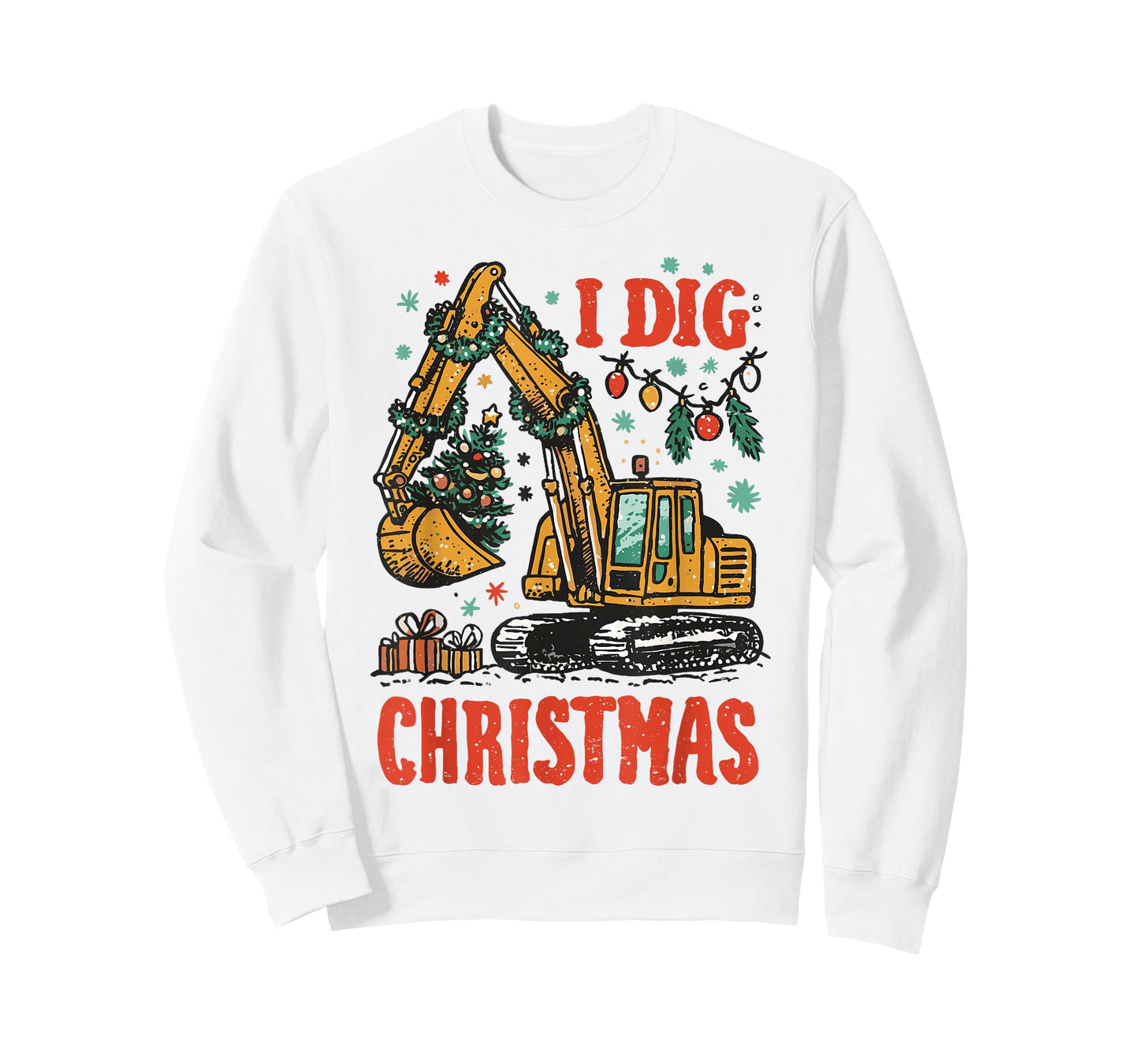 I Dig Christmas Backhoe Loader Excavator Men Boys Kids T-Shirt