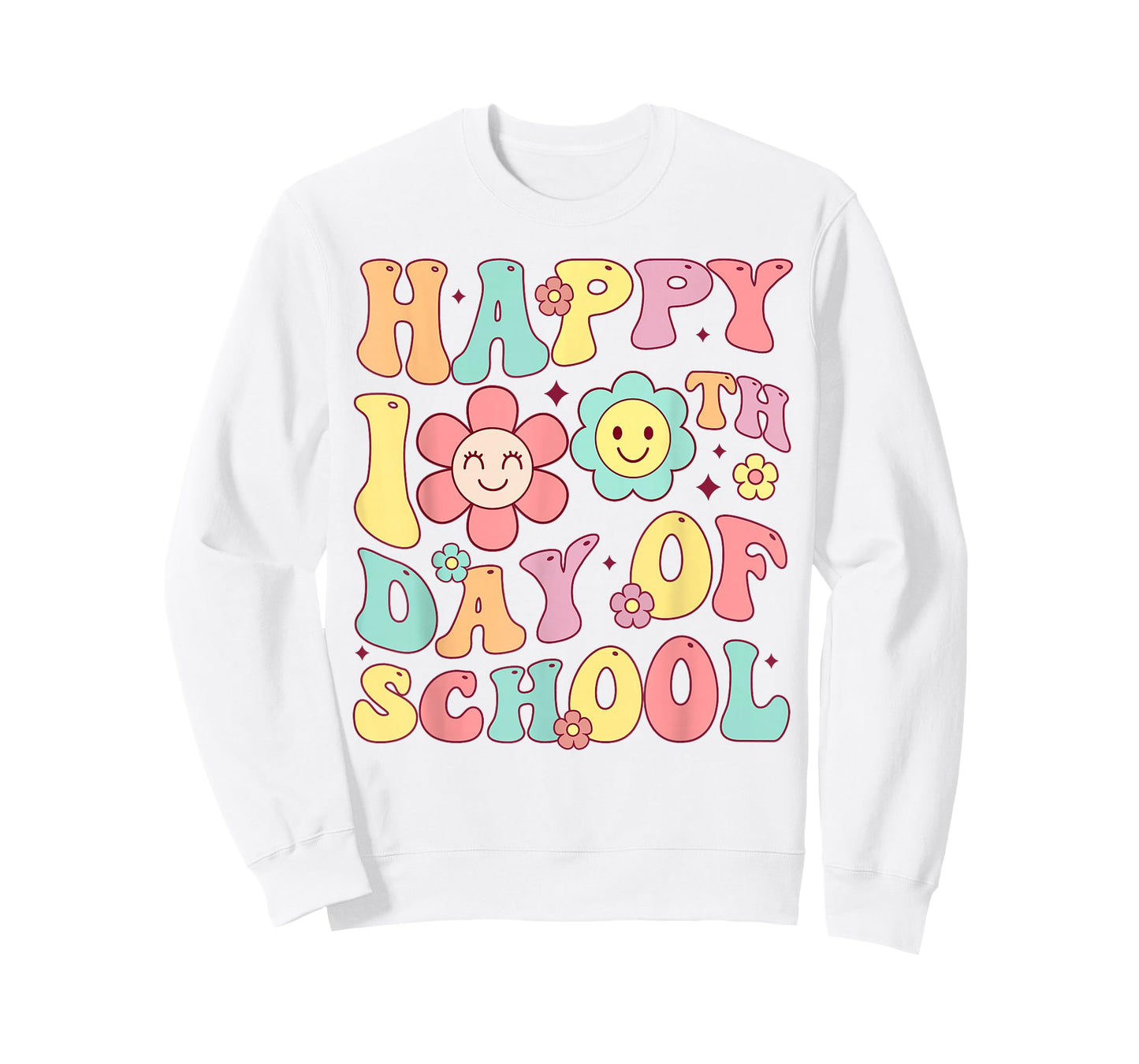 Groovy Happy 100th Day of Shool 100 Days Teachers Girls Kids T-Shirt
