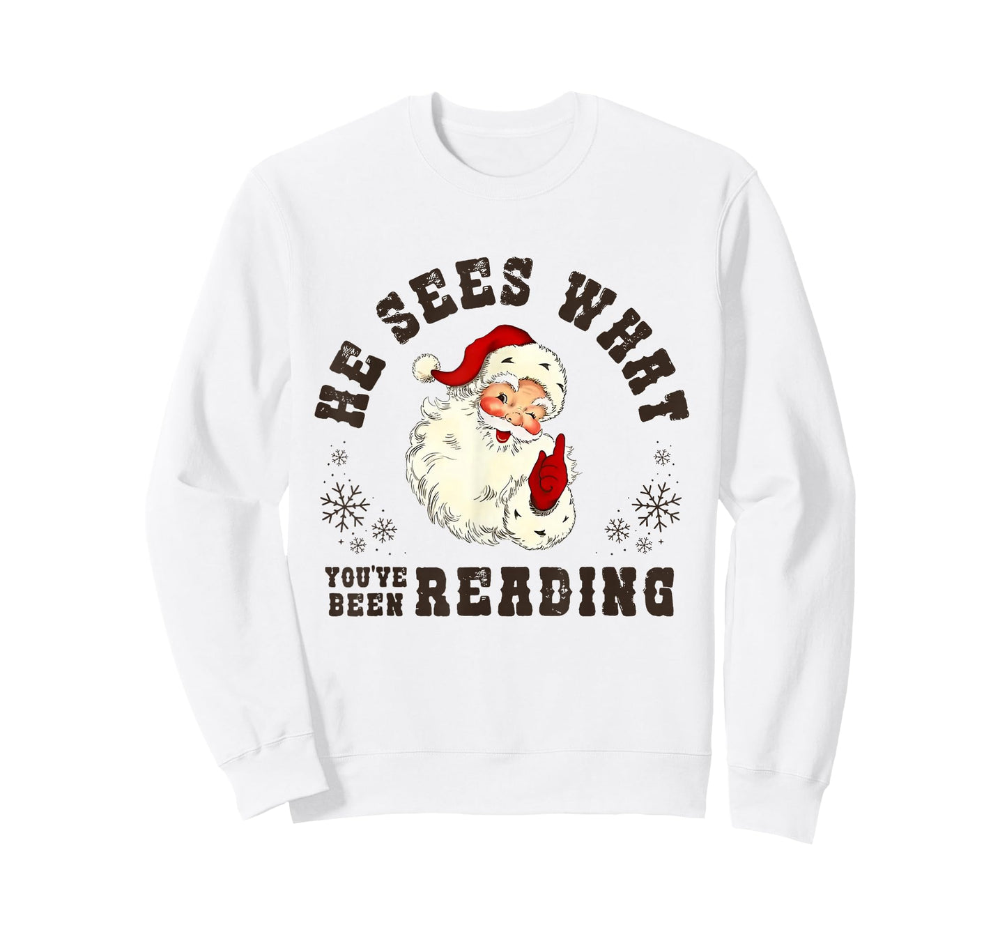 He Sees What You've Been Reading Funny Bookish Christmas T-Shirt