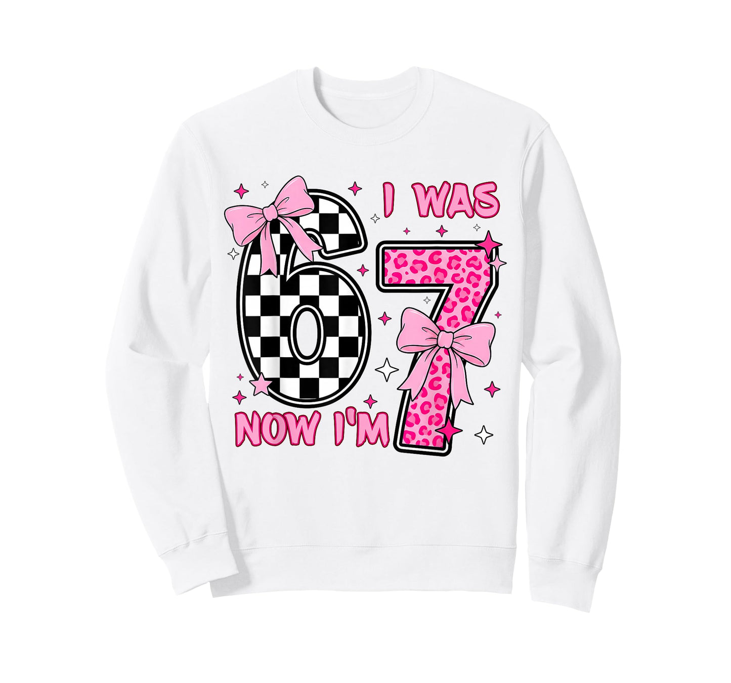 I was 6 Now I'm 7 Birthday 7 Years Old Leopard Coquette Bow T-Shirt
