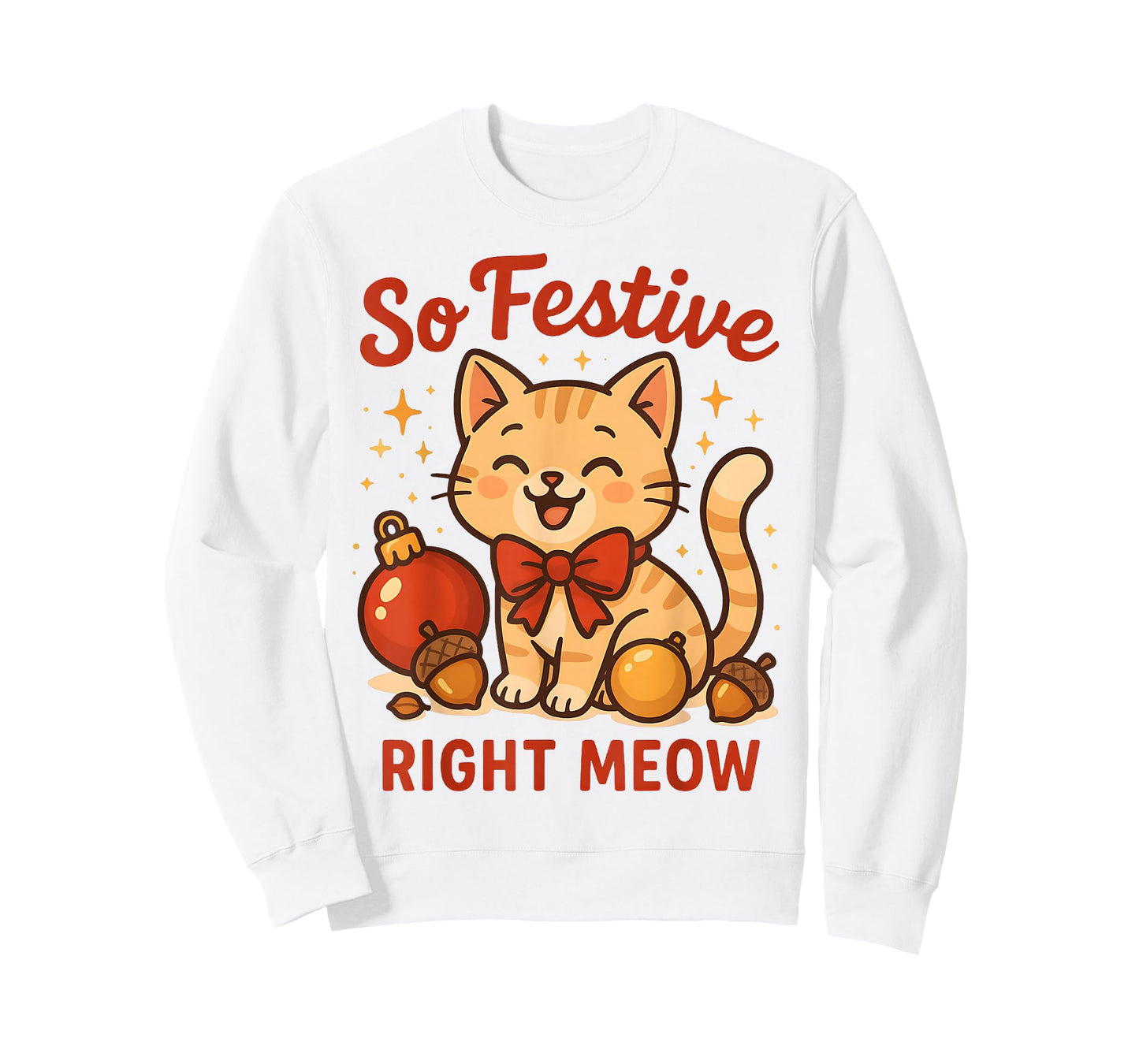 So Festive Right Meow Kawaii Cat Christmas Santa Hat Holiday T-Shirt
