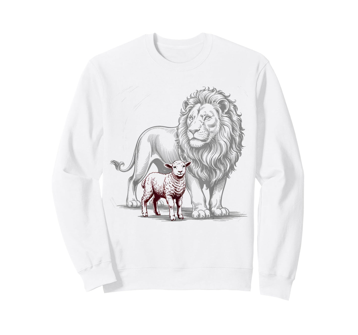 Vintage The Lion and The Lamb Sketch Christian Jesus T-Shirt