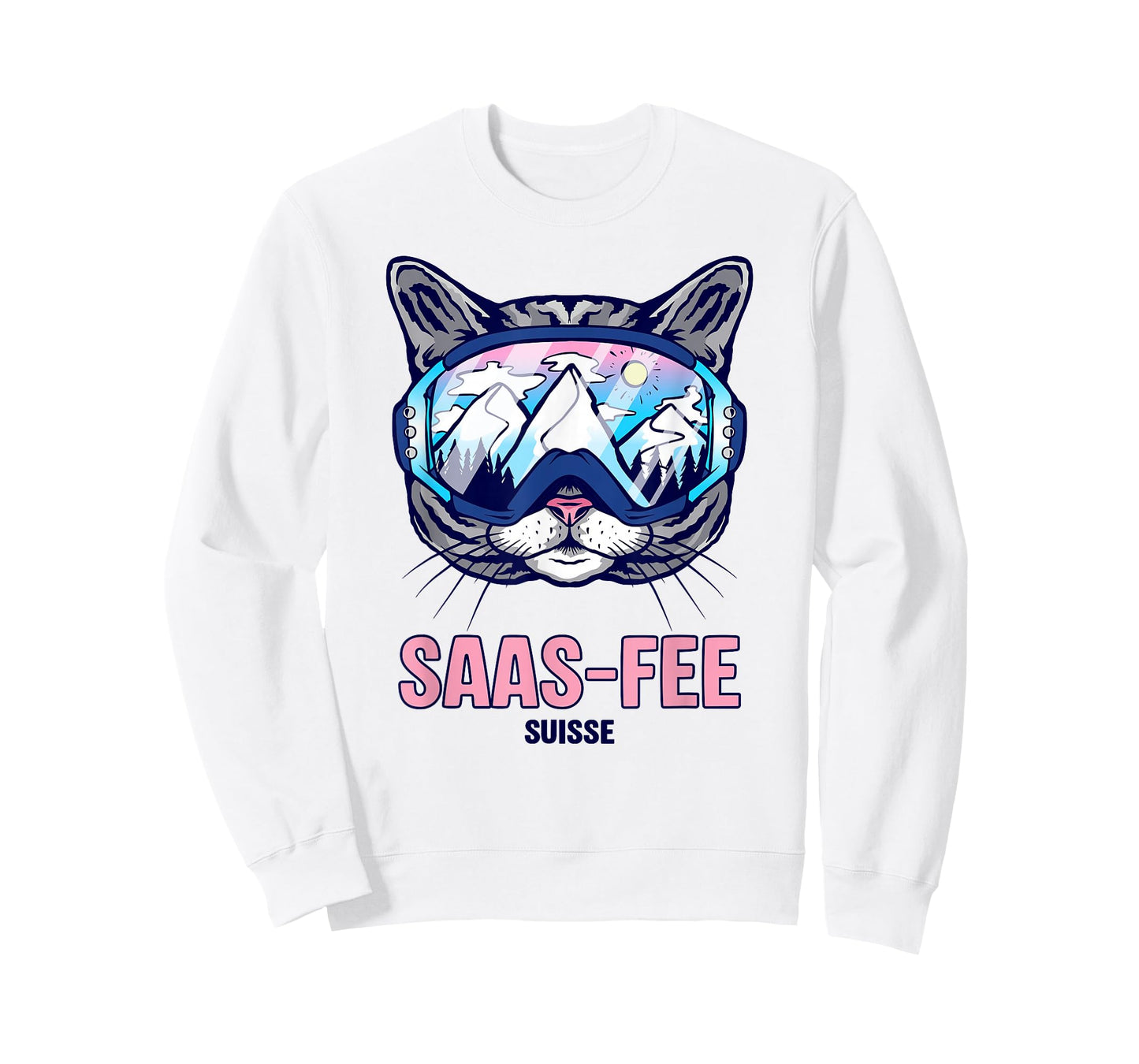 Cat Ski Goggles Mountain Panorama SAAS-Fee T-Shirt