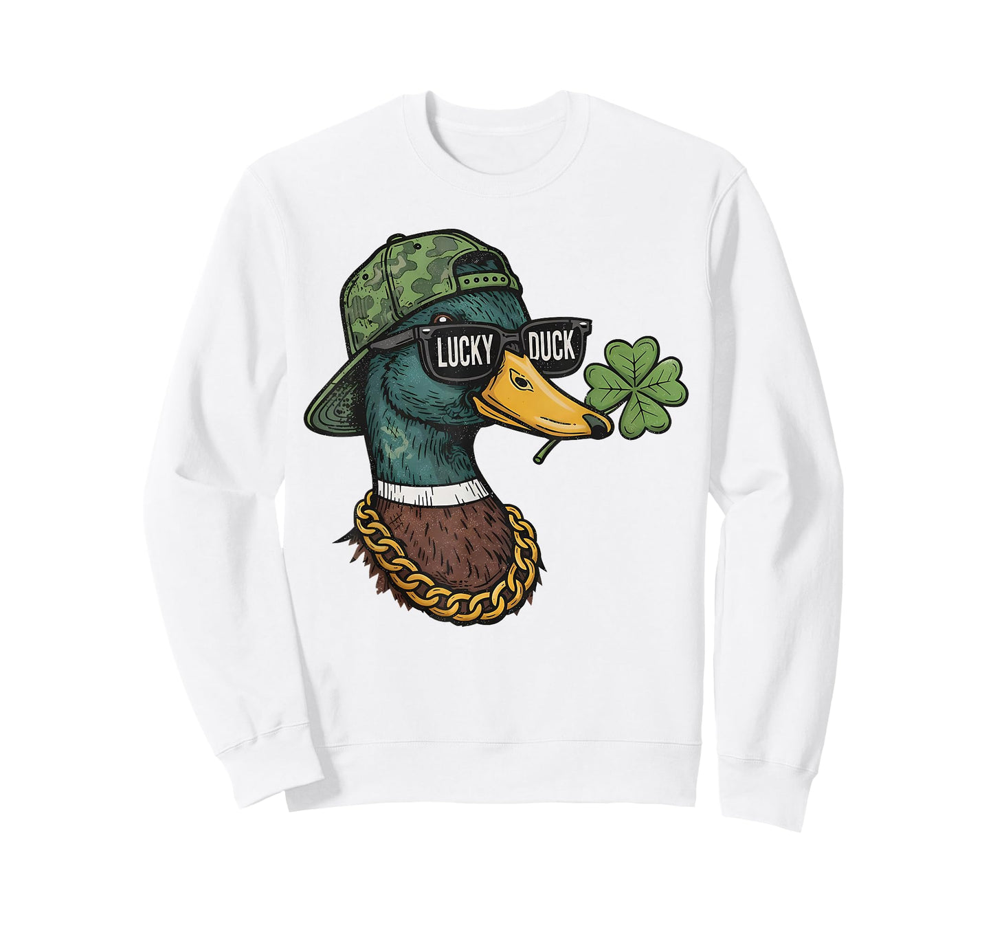 Retro Lucky Duck Shamrock St Patricks Day Hunting Boys Kids T-Shirt