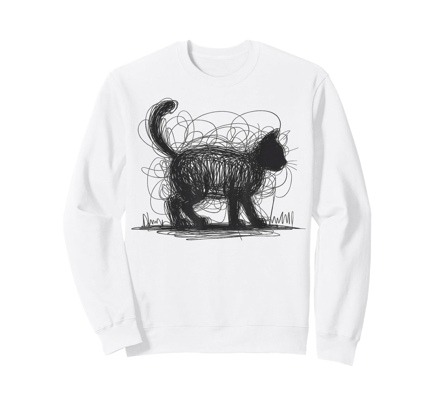 Abstract Cat Art Line T-Shirt