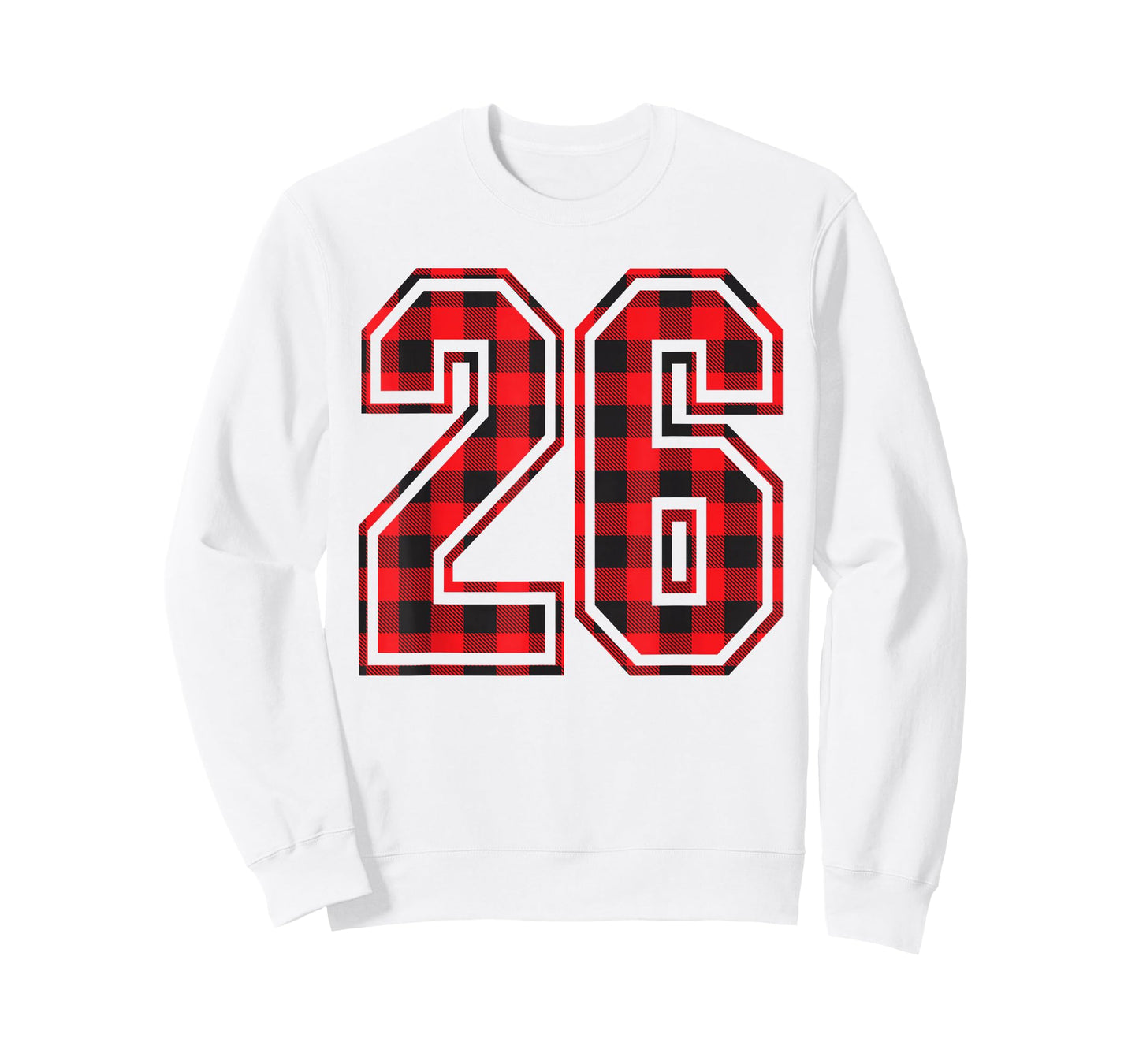 Cute Number 26 Christmas Red Plaid Pattern #26 Unform Jersey T-Shirt