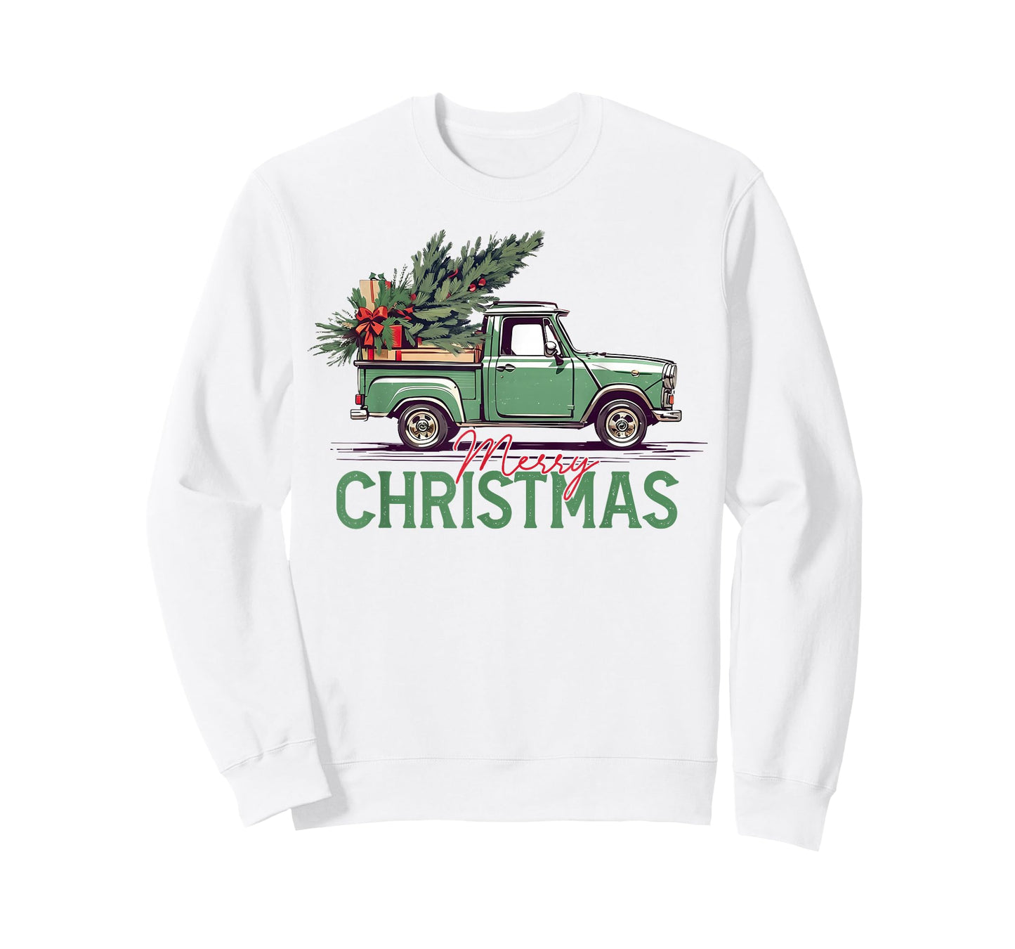 Red Pickup Truck Christmas Tree Vintage Christmas Men Women T-Shirt