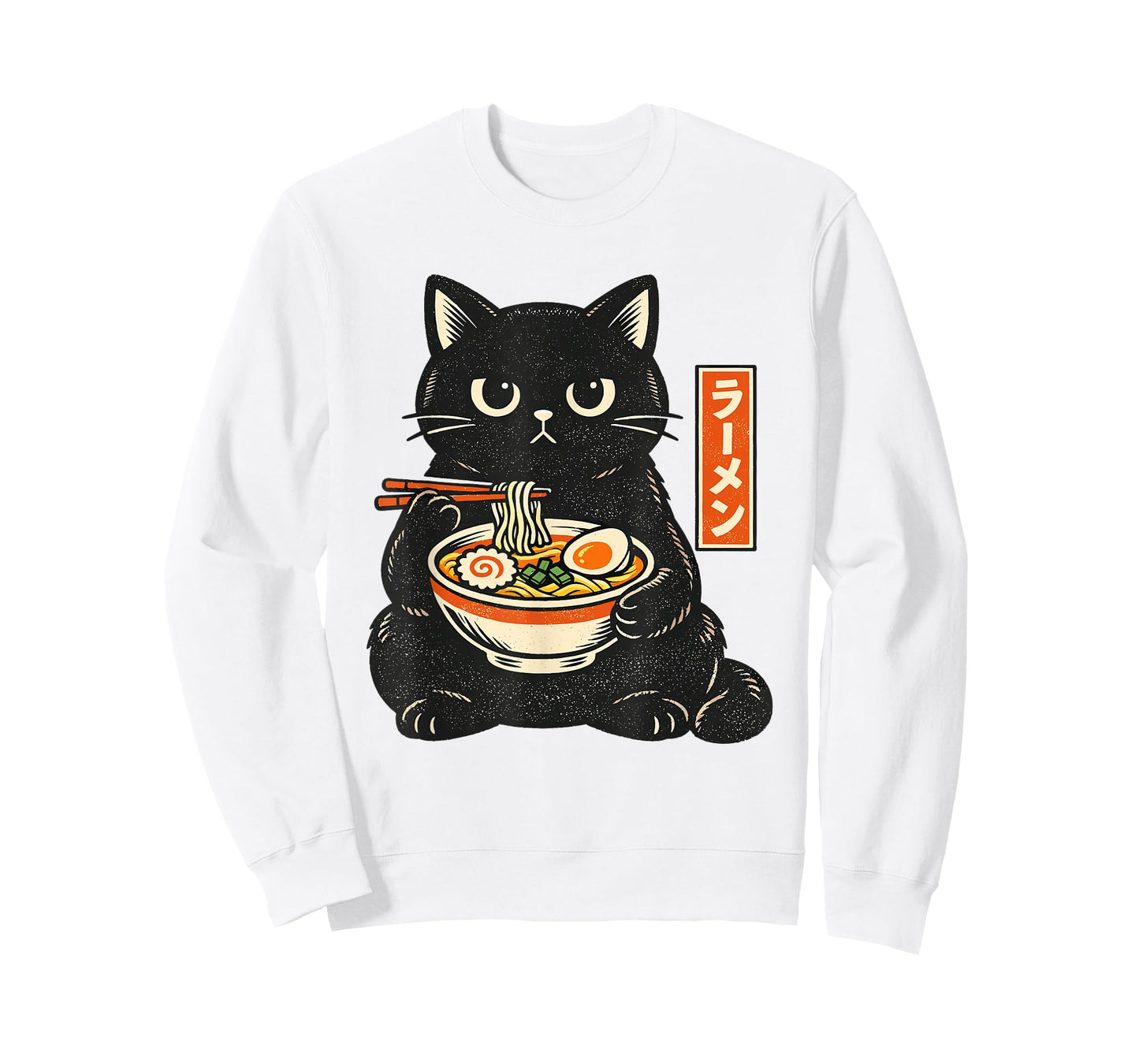 Retro Japanese Kawaii Ramen Cat Eating Noodles Cute T-Shirt