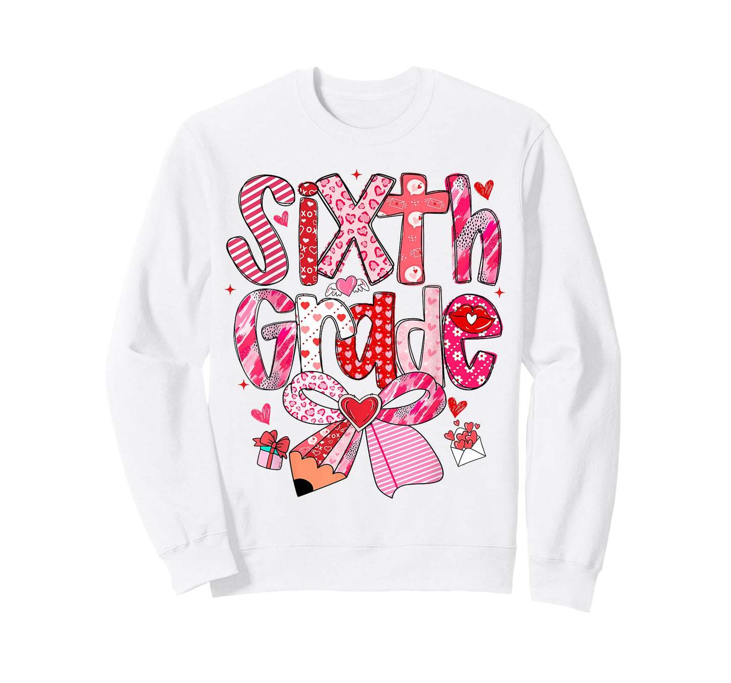 Sixth 6th Grade Valentines Day Coquette Bow Teachers Girls T-Shirt
