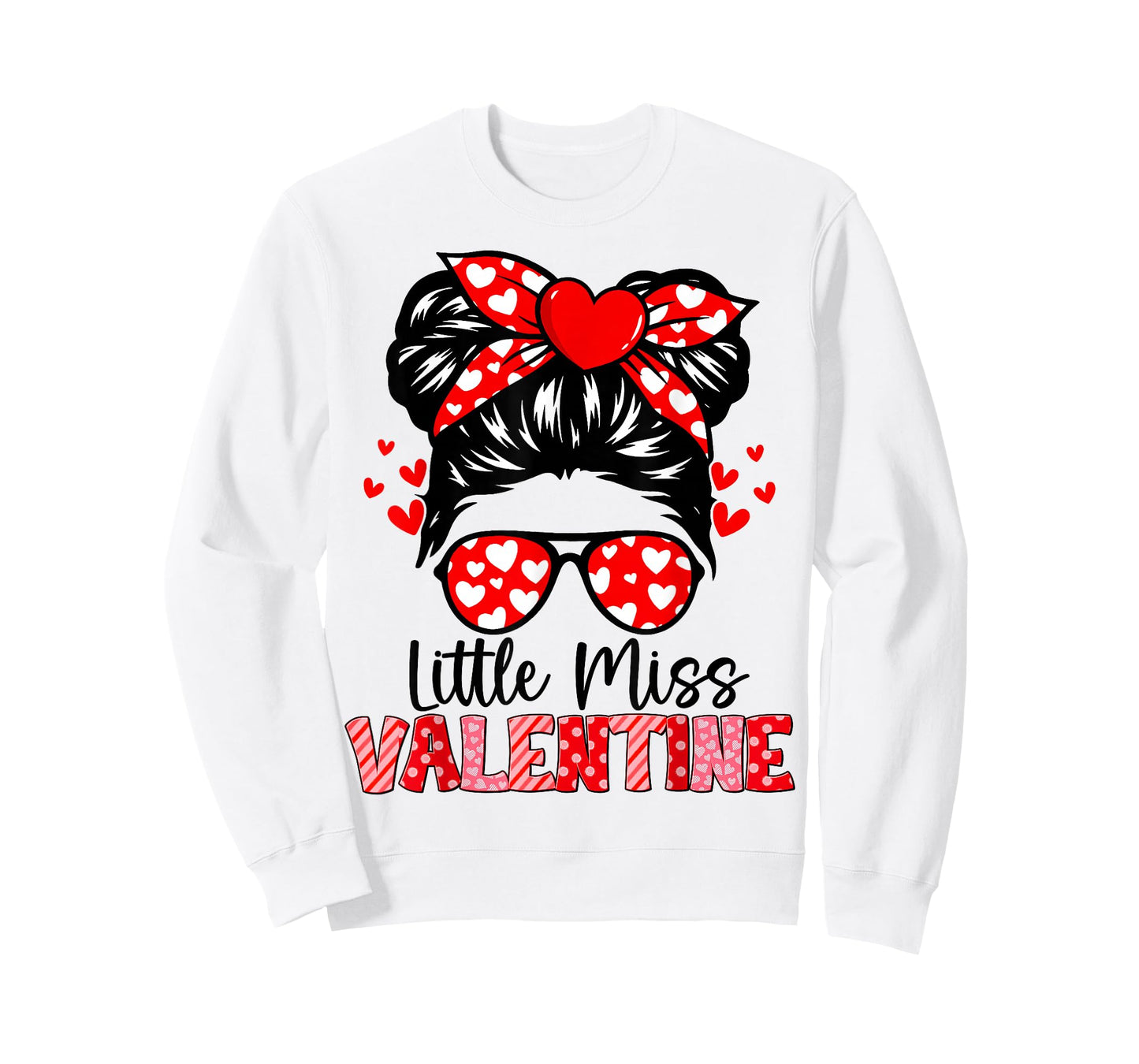 Cute Heart Bow Messy Bun Valentine for Women Girl T-Shirt