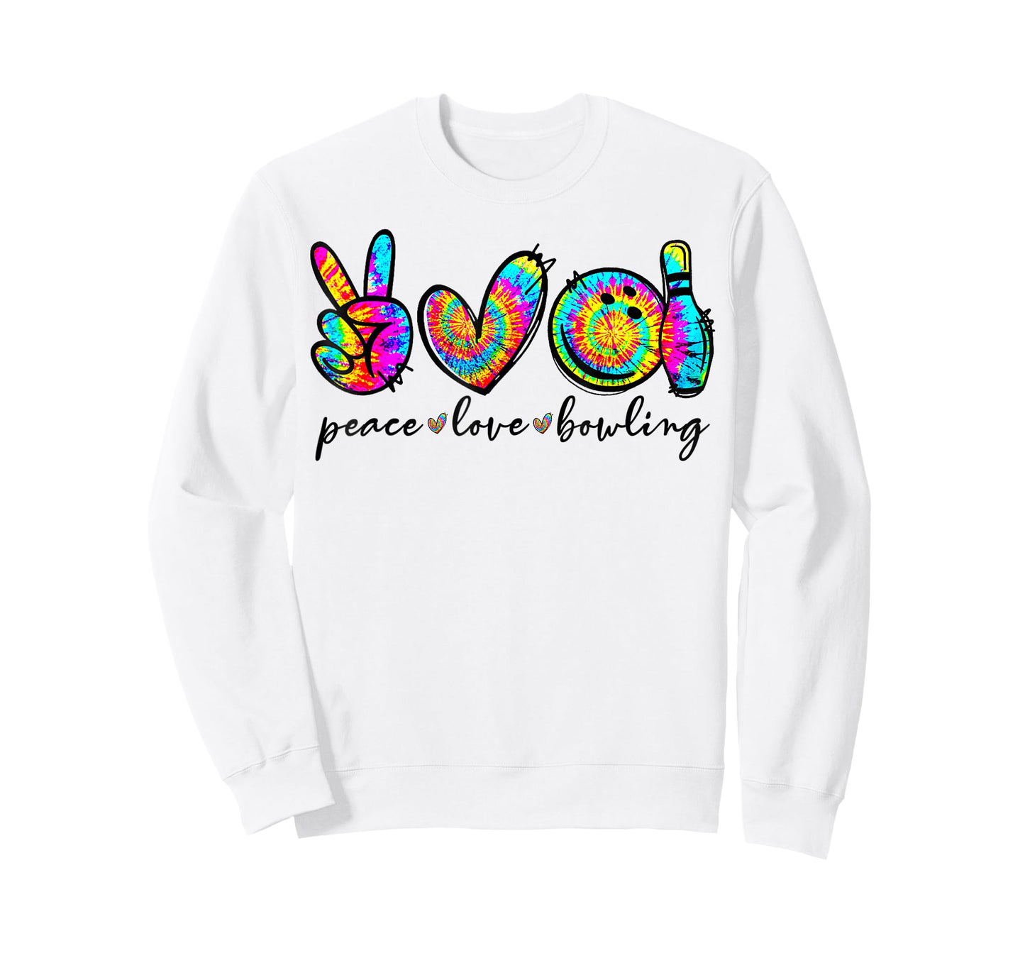 Peace Love Bowling Tie Dye Funny Bowling Lovers T-Shirt