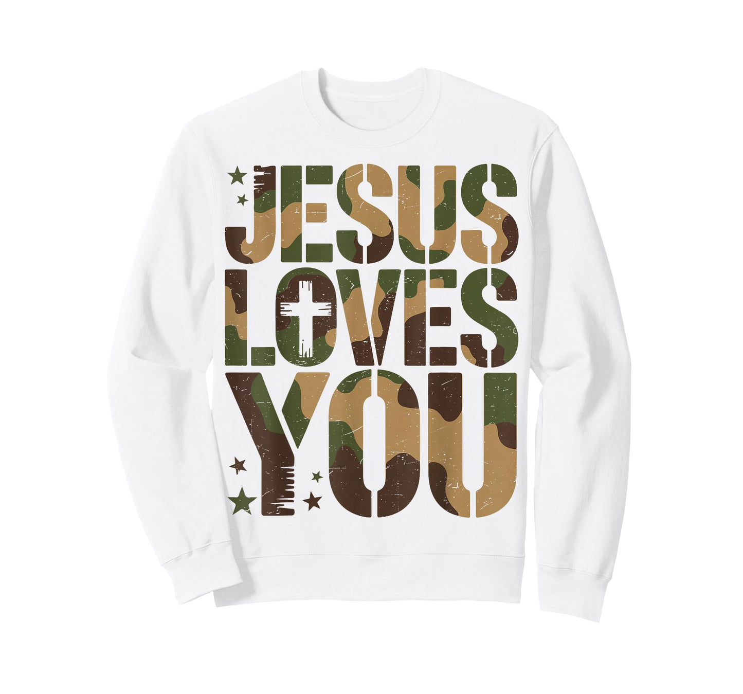 Camo Jesus Loves You Camouflage Christian Saying Religious T-Shirt