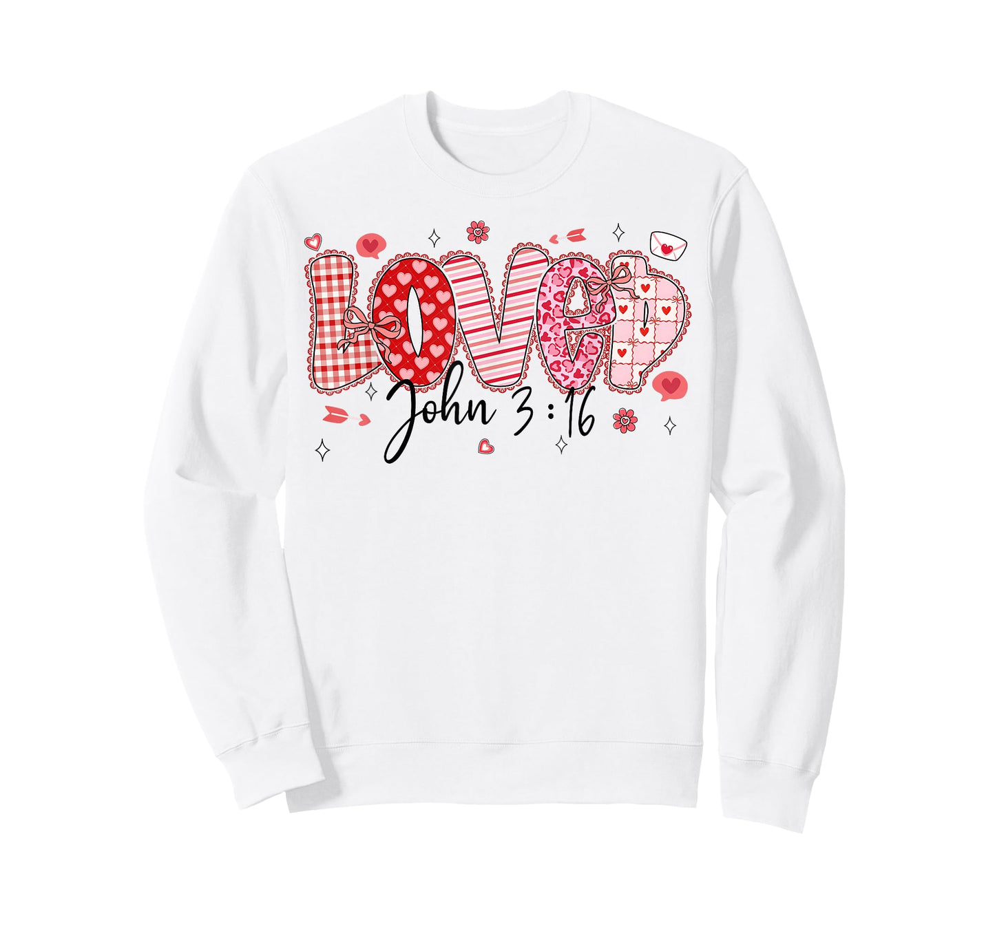 Love John 3:16 Valentine Coquette Bow Christian Women Girl T-Shirt