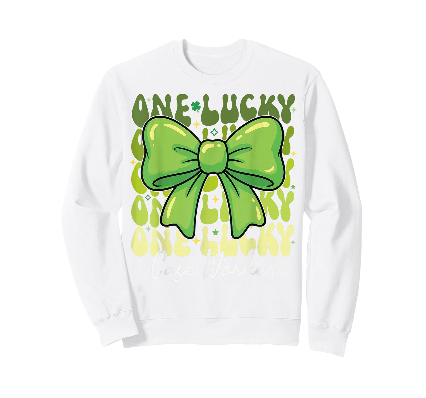 One Lucky Case Worker St Patricks Day Coquette Bow Retro T-Shirt