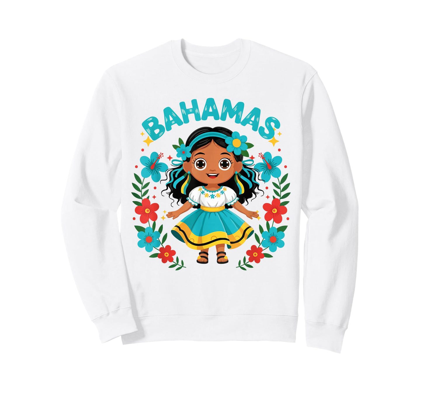 Bahamas Bahamian Girl Traditional Dress Flowers T-Shirt