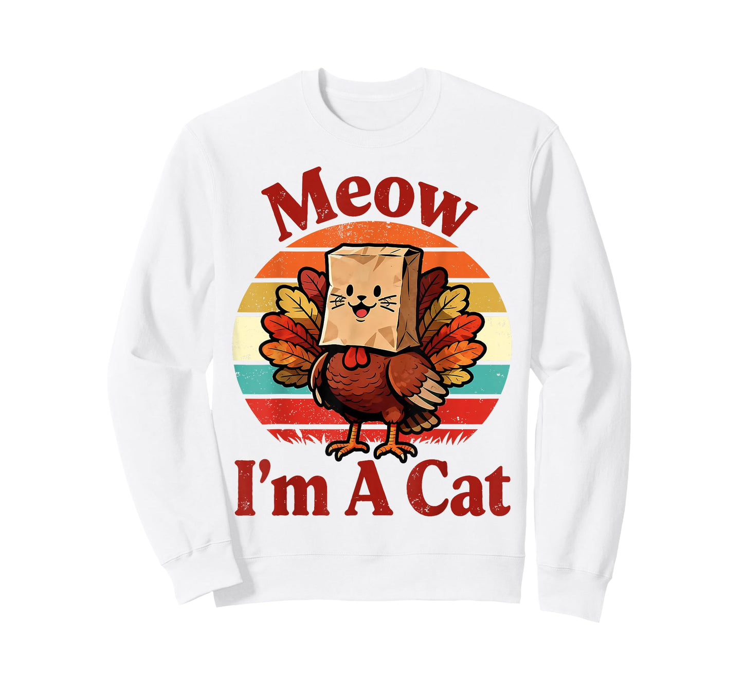 Retro Vintage Meow I'm A Cat Fall Thanksgiving Turkey Funny T-Shirt