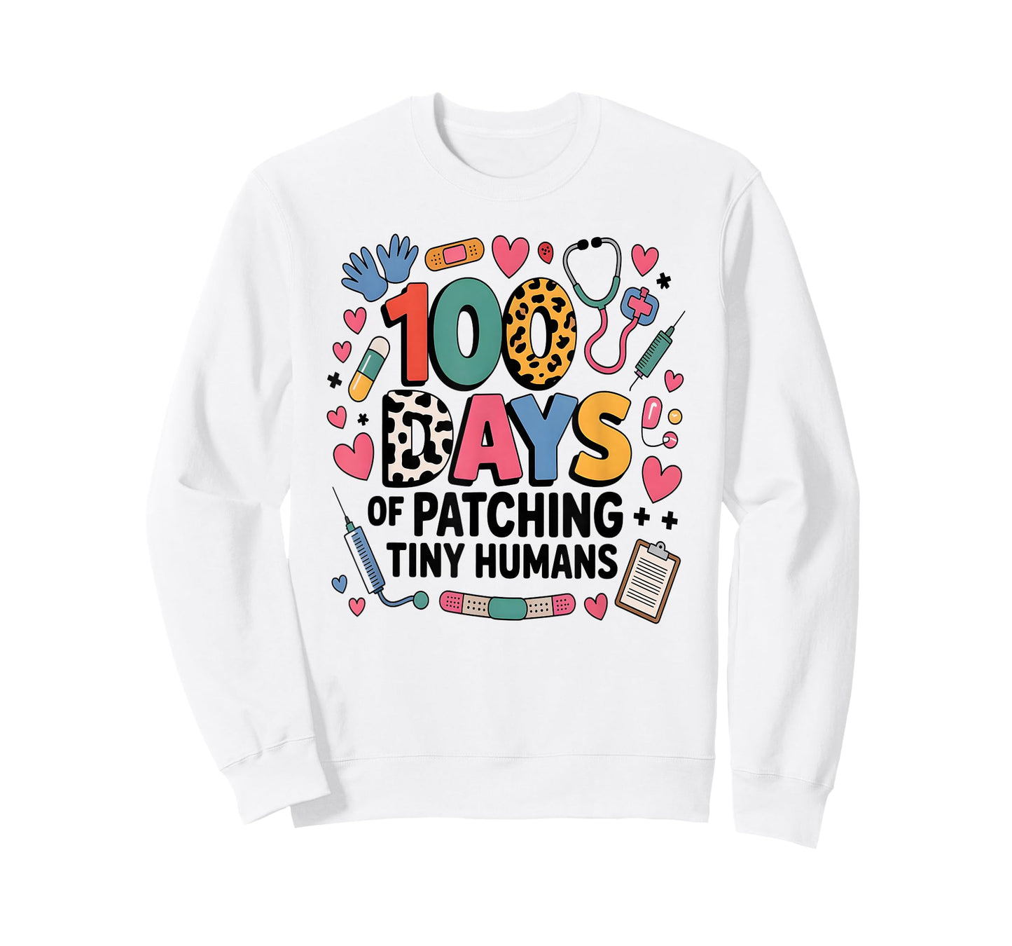 Funny School Nurse 100 Days PATCHING Tiny Humans Ice Pack NP T-Shirt