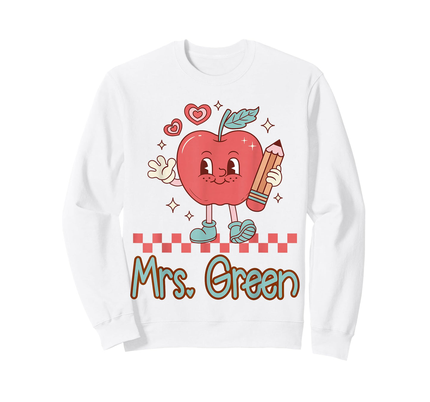Mrs. Green Cute Retro Apple Pencil Teacher Design T-Shirt
