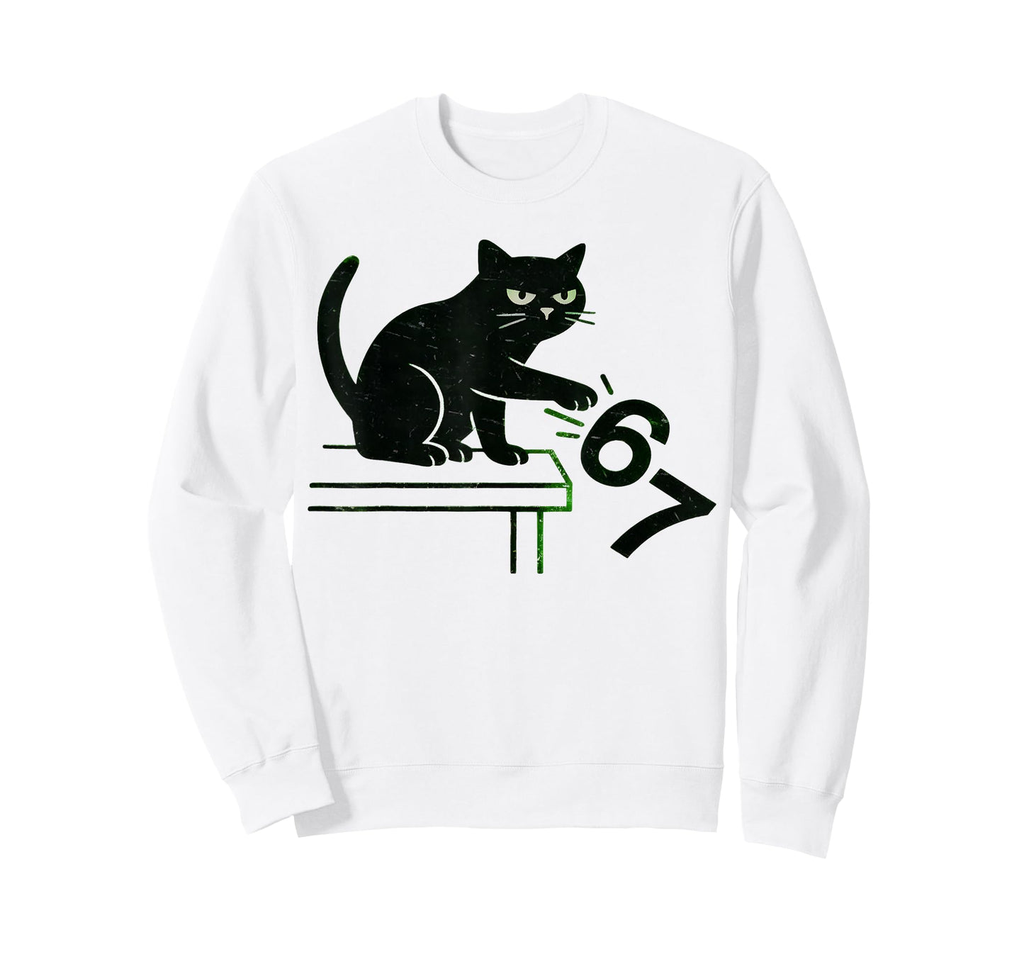 Six Seven Funny 6 7 Meme Cat Knocking Off 67 Funny Cat Funny T-Shirt