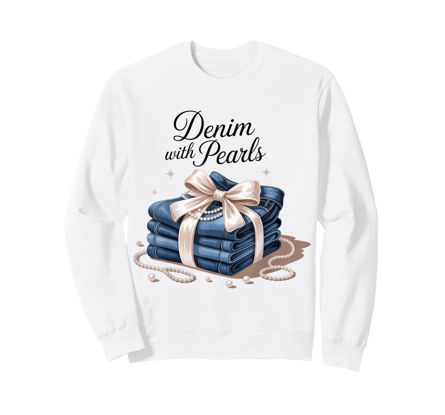 Denim with Pearls Mother’s Day Outfit for Stylish Women T-Shirt