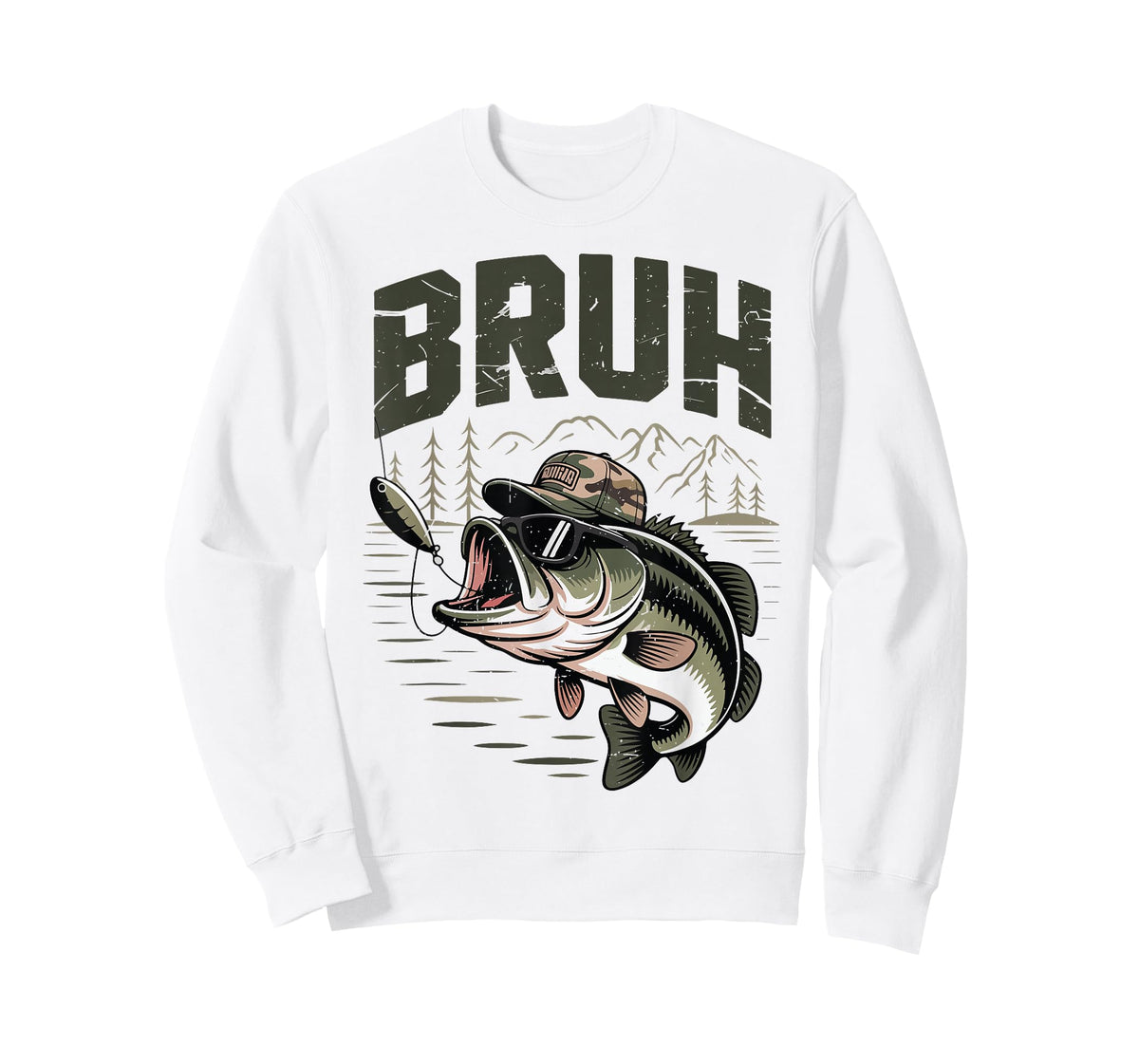 Youth Bruh Fishing Camo Bass Fish Funny Fisherman Gift Men T-Shirt