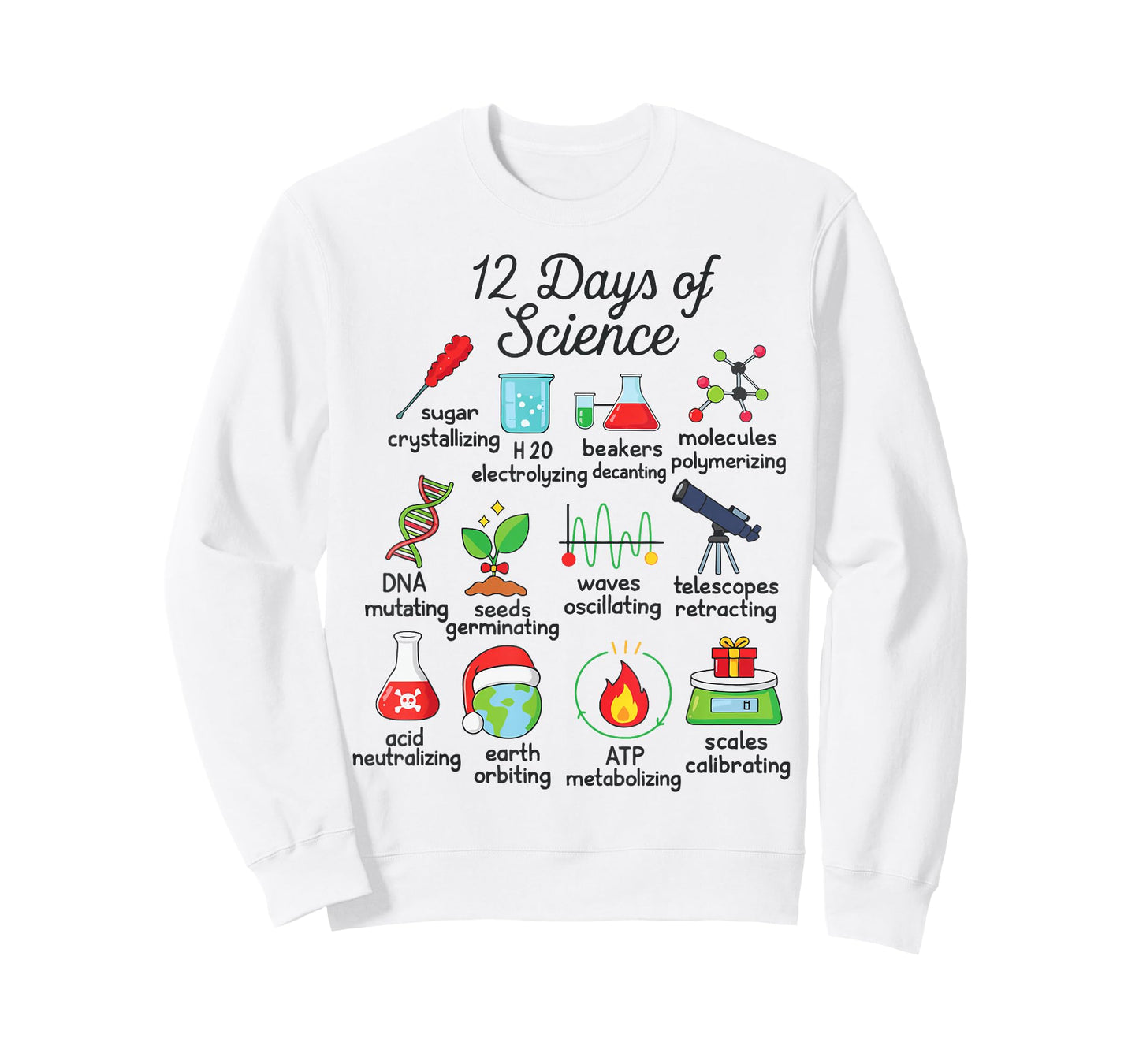 12 Days of Science Funny Science Teacher Christmas Chemistry T-Shirt