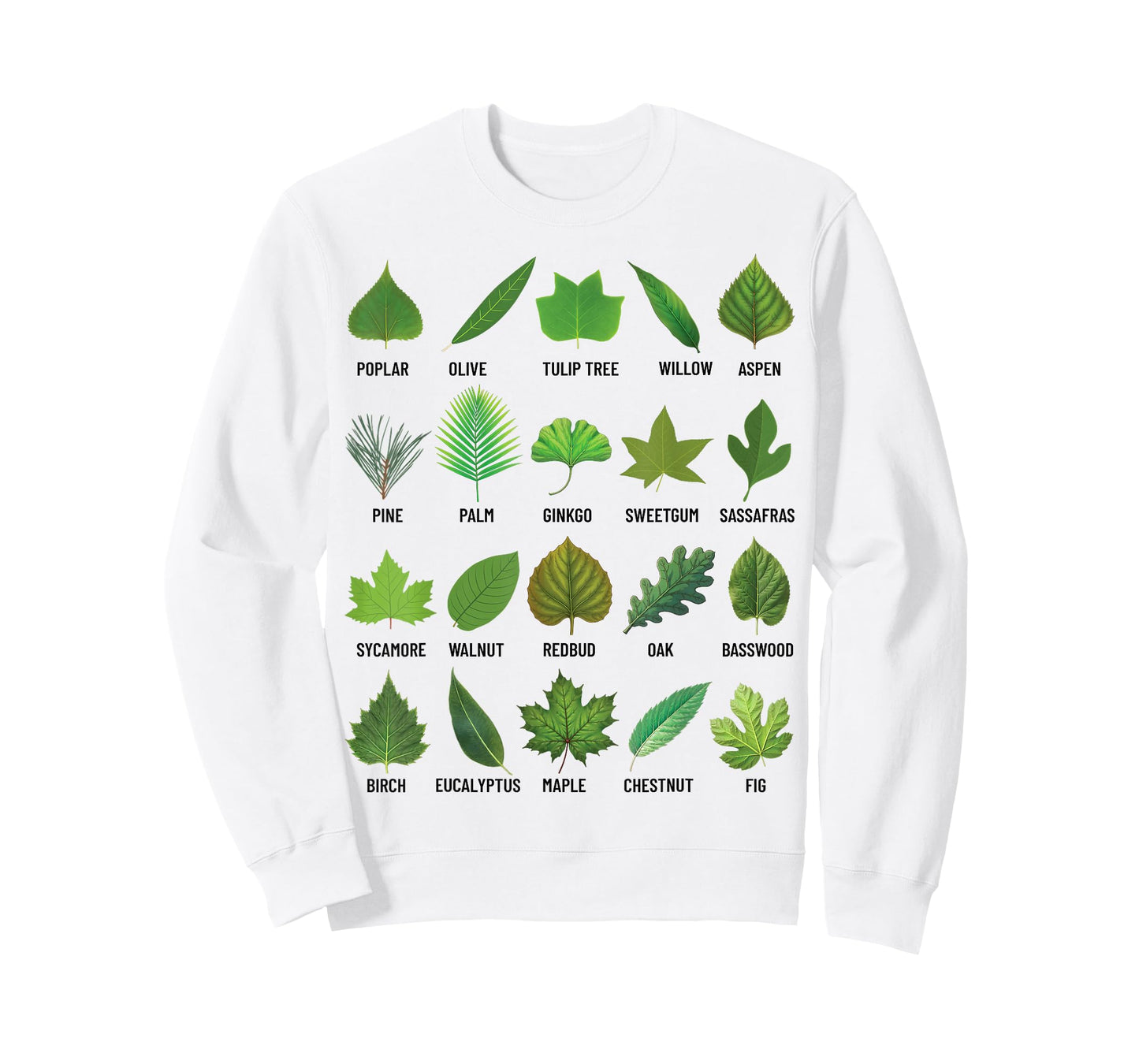 Types of Tree Leaves Biology Nature Educational T-Shirt
