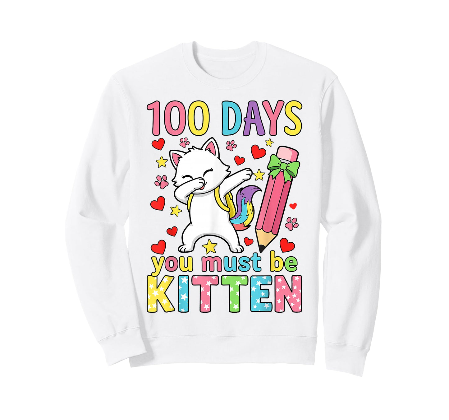 Girls 100 Days of School Cat 100th Days of School Kids Girls T-Shirt