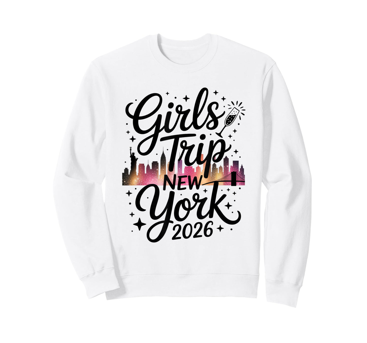 Girls Trip New York 2026 City Skyline Travel Crew T-Shirt