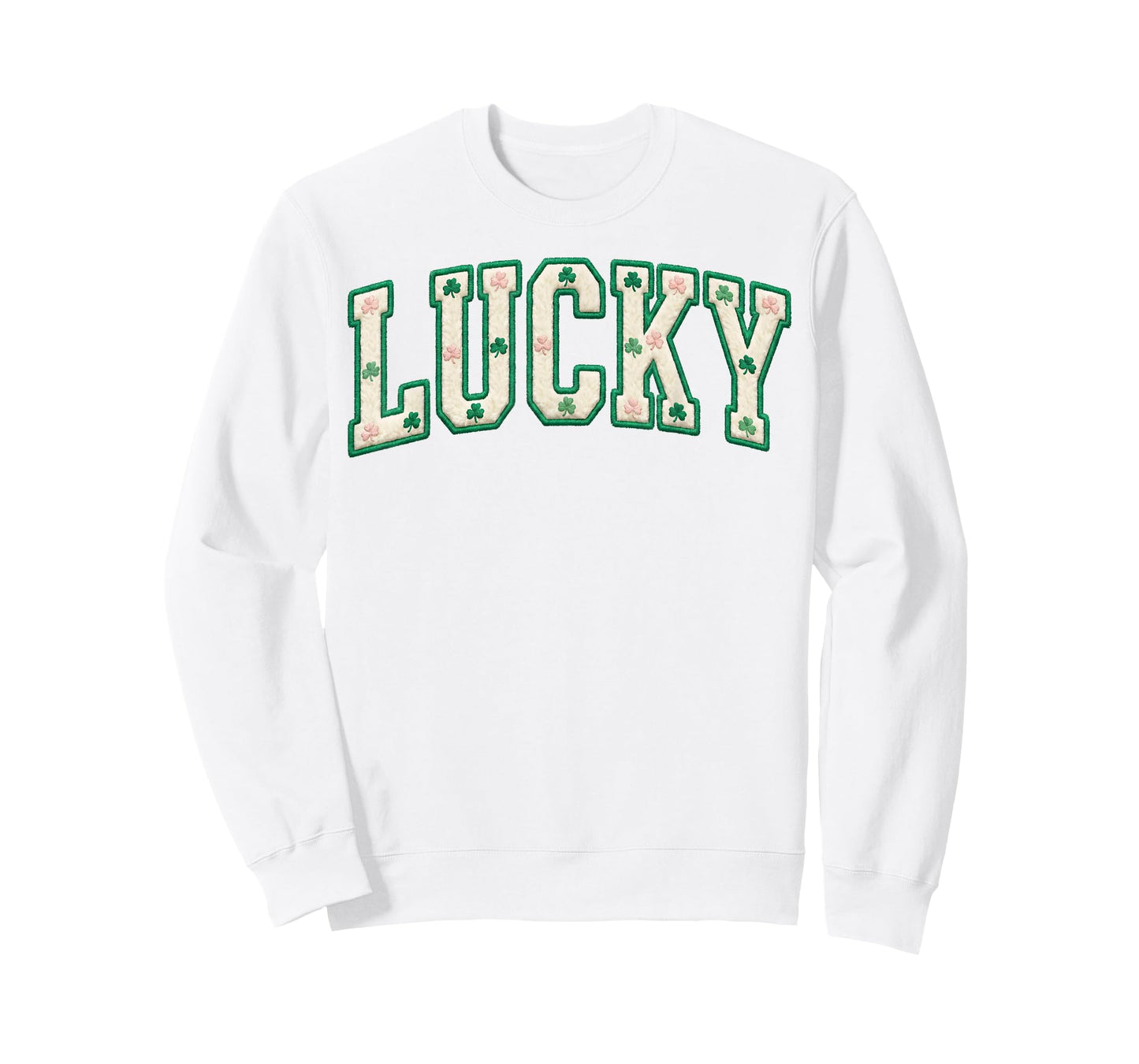 Lucky Four Leaf Clover Patch Style St Patricks Day T-Shirt