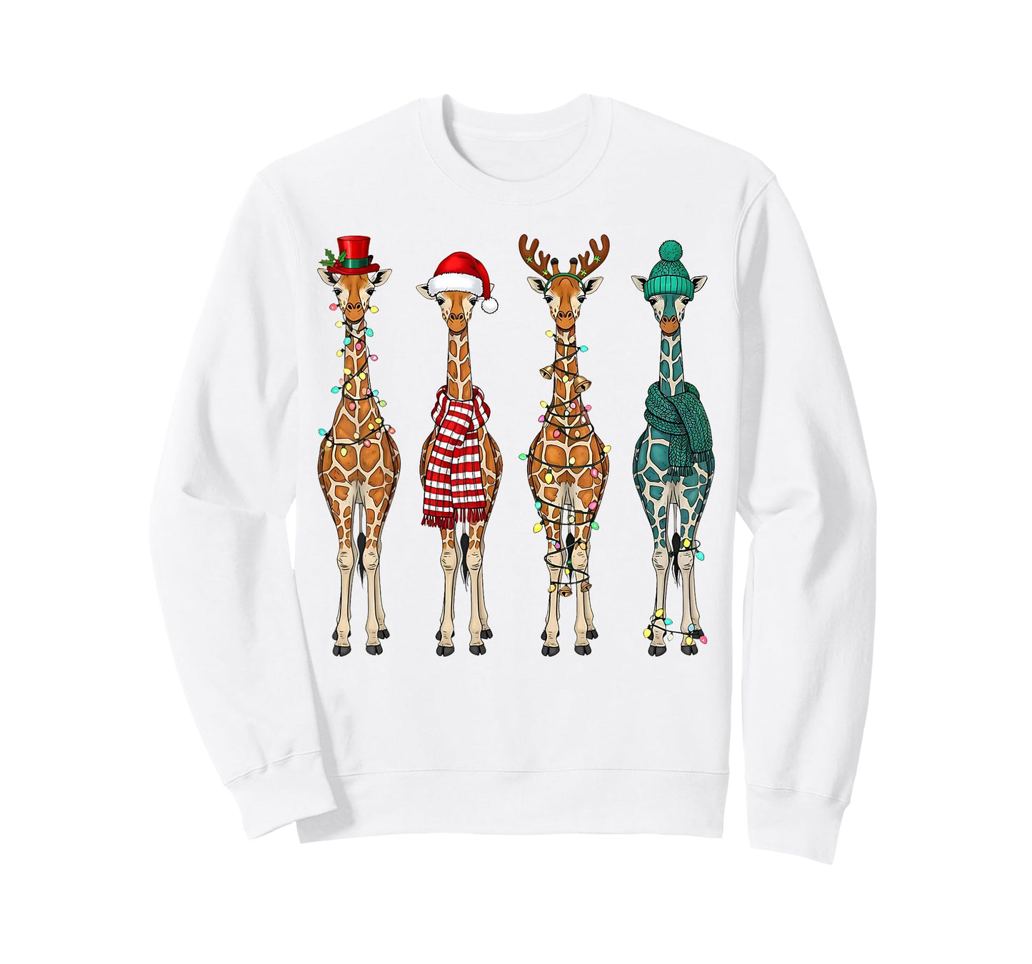 Cute Christmas Giraffe Funny Animal Lover Gift Kids Toddlers T-Shirt