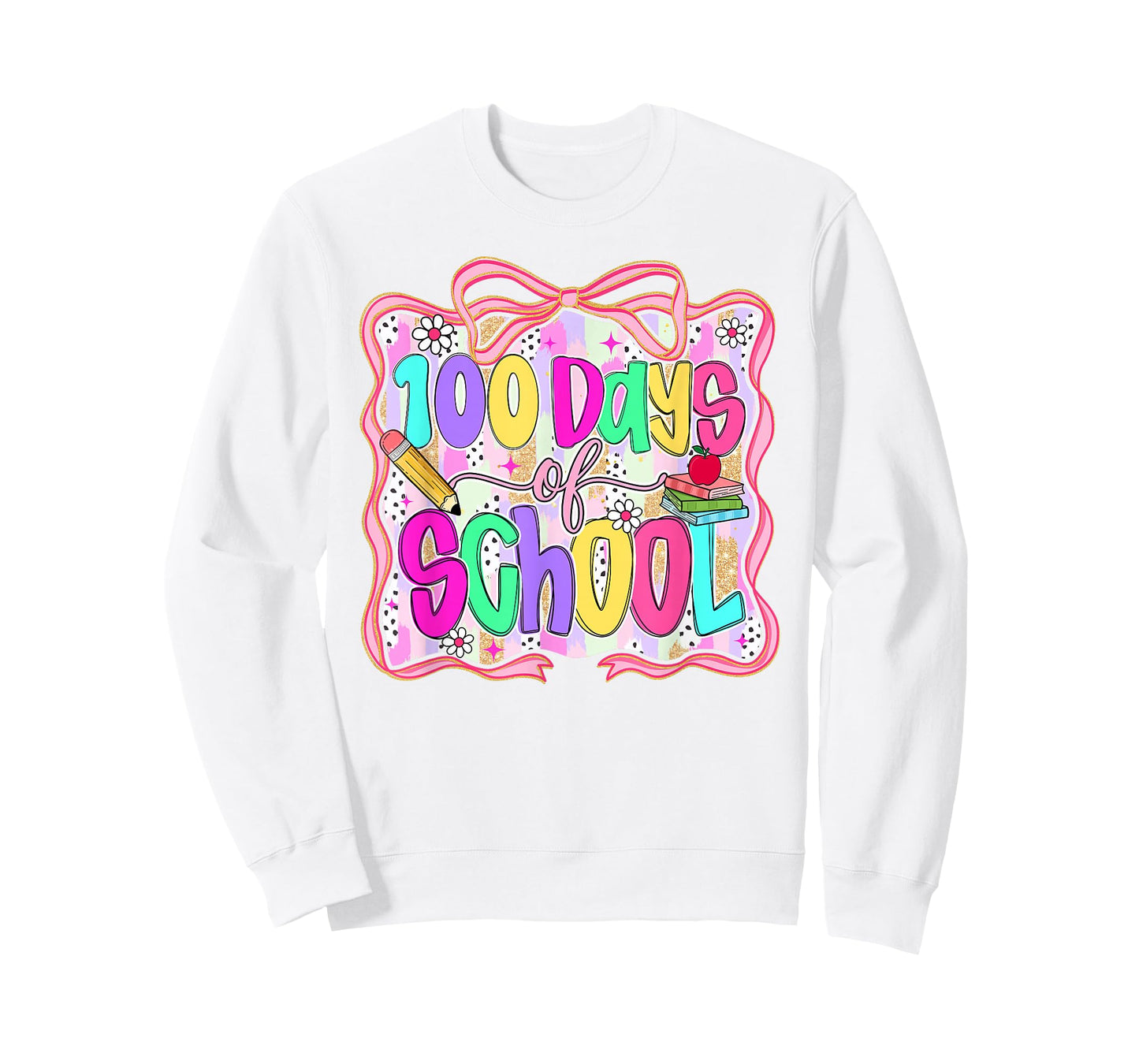 100 Days of School Bow 100th Day of School Teacher Kids Girl T-Shirt