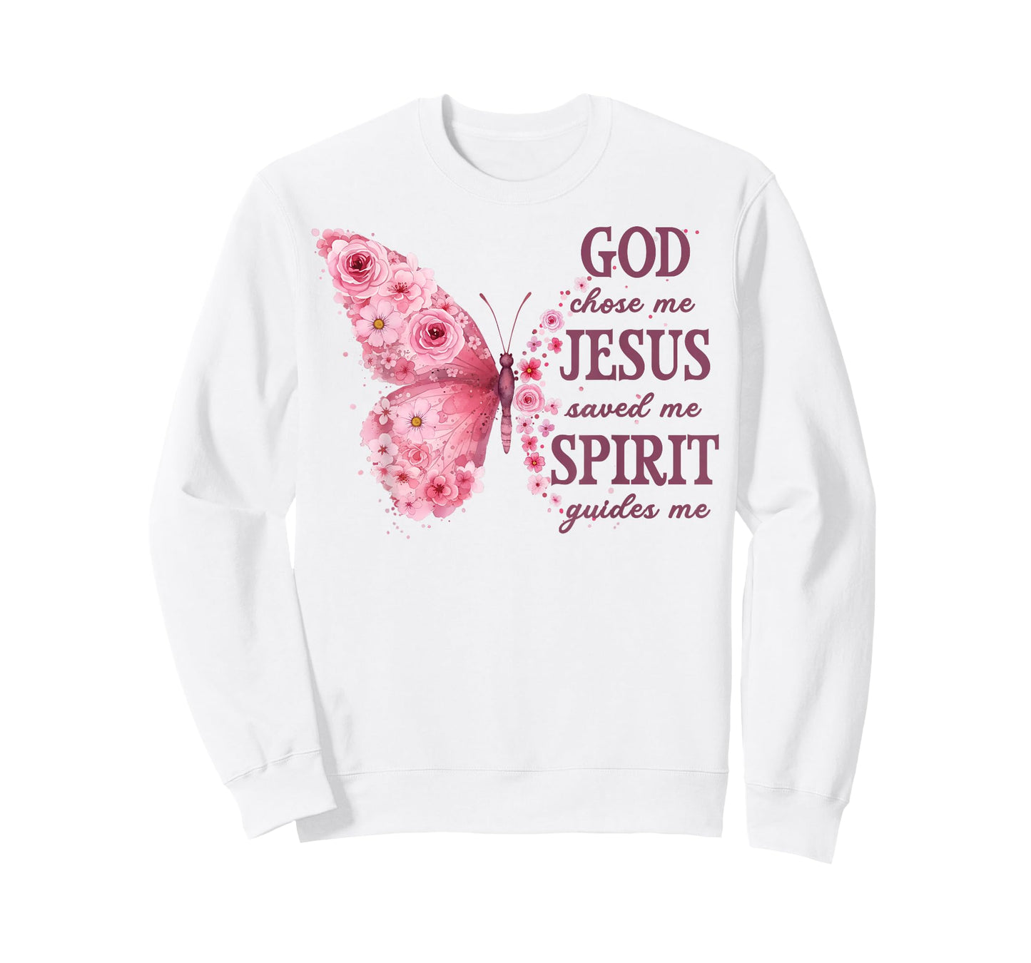 Christian Faith God Chose Me Jesus Saved Me Pink Butterfly T-Shirt