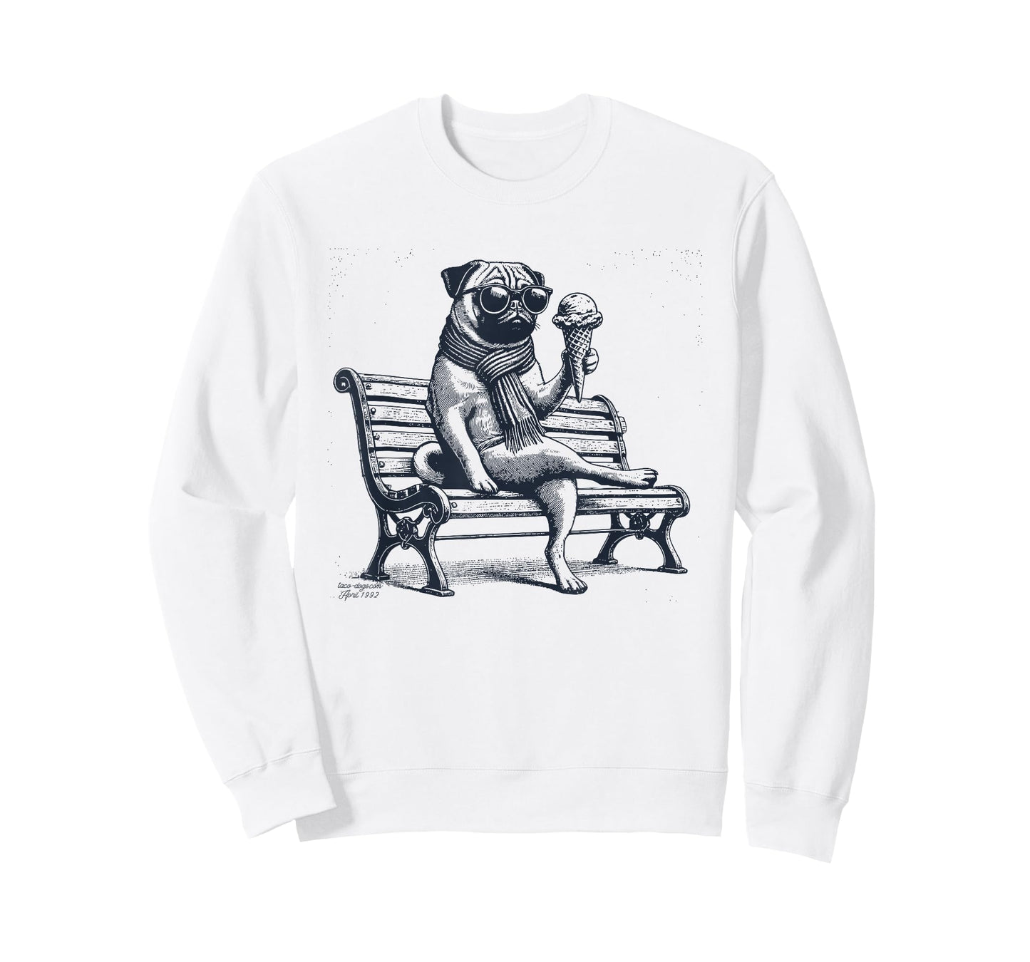 Vintage Pug Ice Cream Park Funny Dog Mom Pet Dad T-Shirt