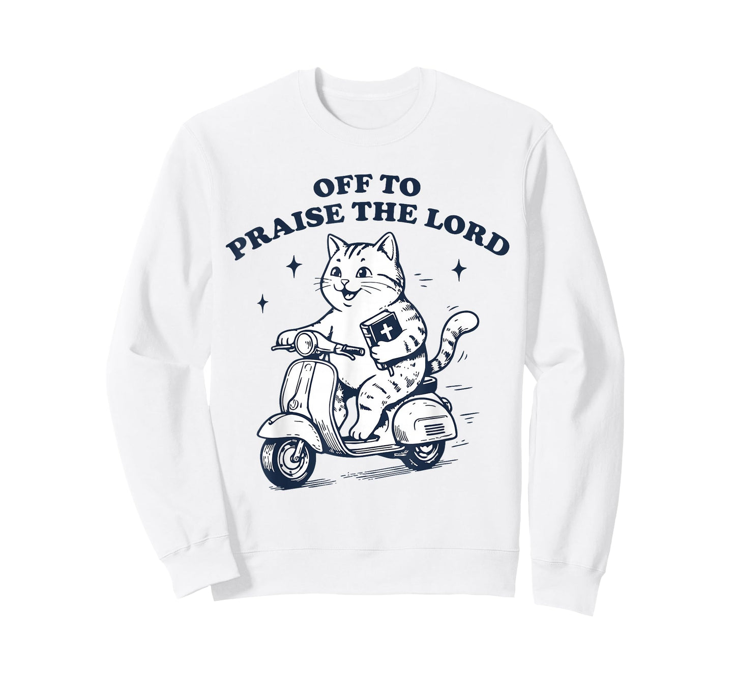 Off to Praise The Lord Cat Funny Christian Faith Humor T-Shirt
