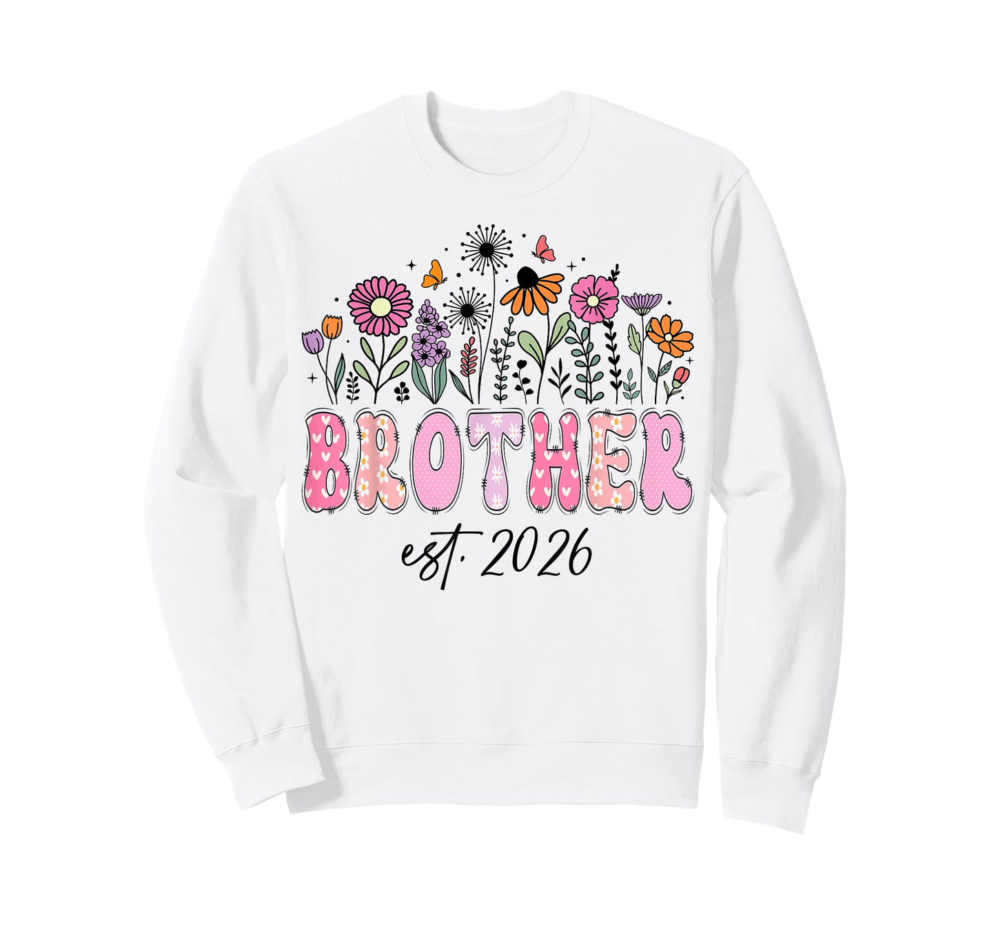 Brother Est. 2026 Pink Wildflower Promoted to Brother T-Shirt