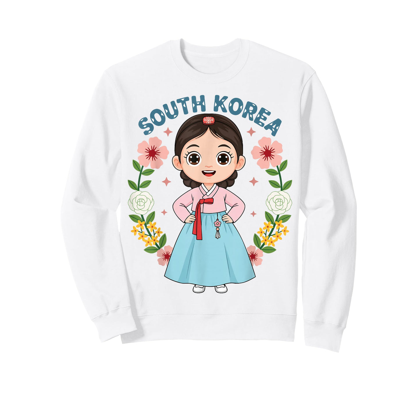 South Korea Korean Girl Traditional Dress Flowers Heritage T-Shirt