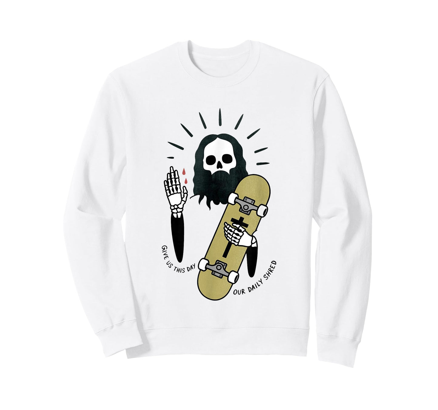 Skateboarding Jesus Funny Skate Sk8 Skateboarder Art T-Shirt