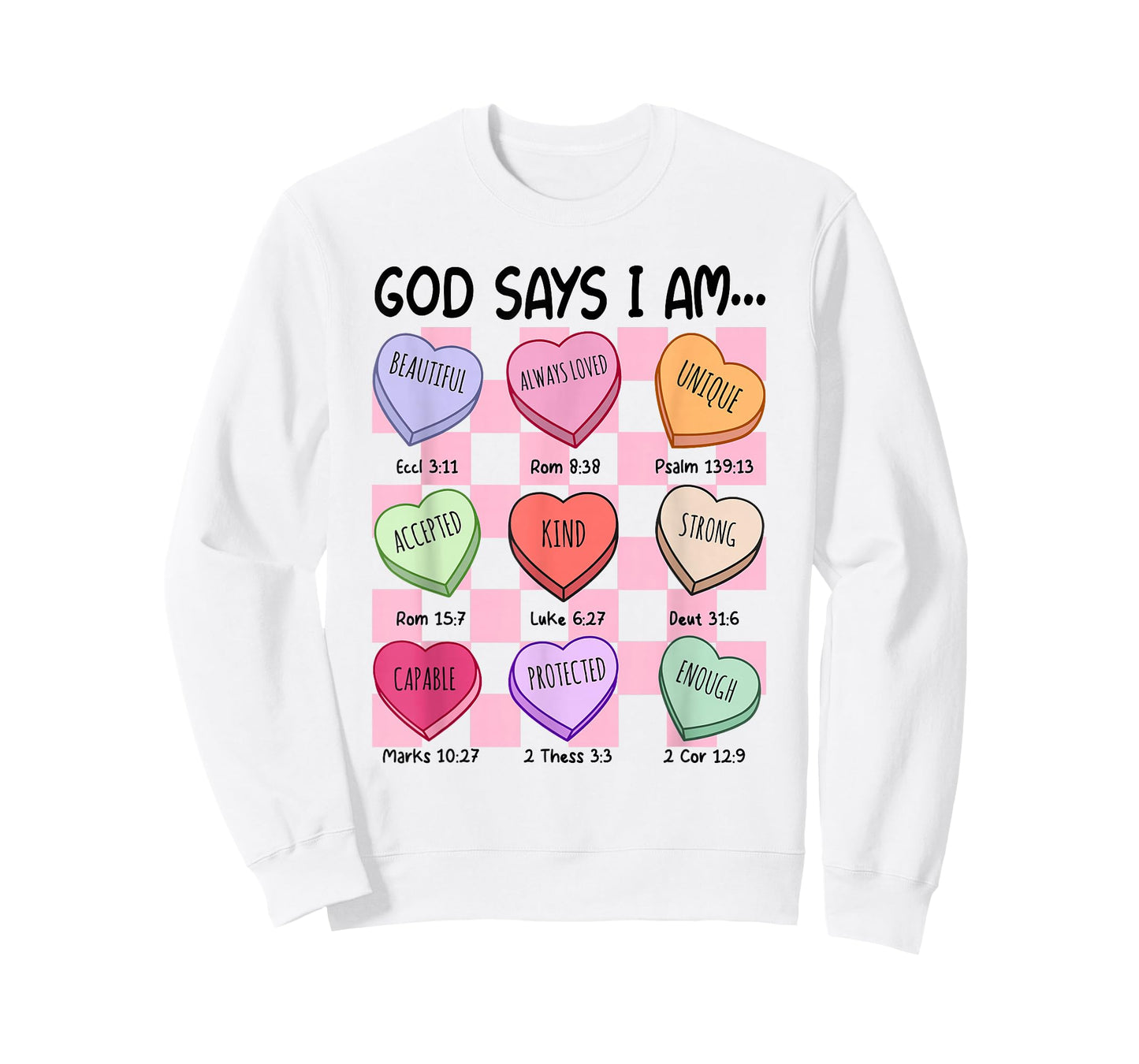 God Says I Am Toddler Kid Girls Valentine Hearts Bible Verse T-Shirt