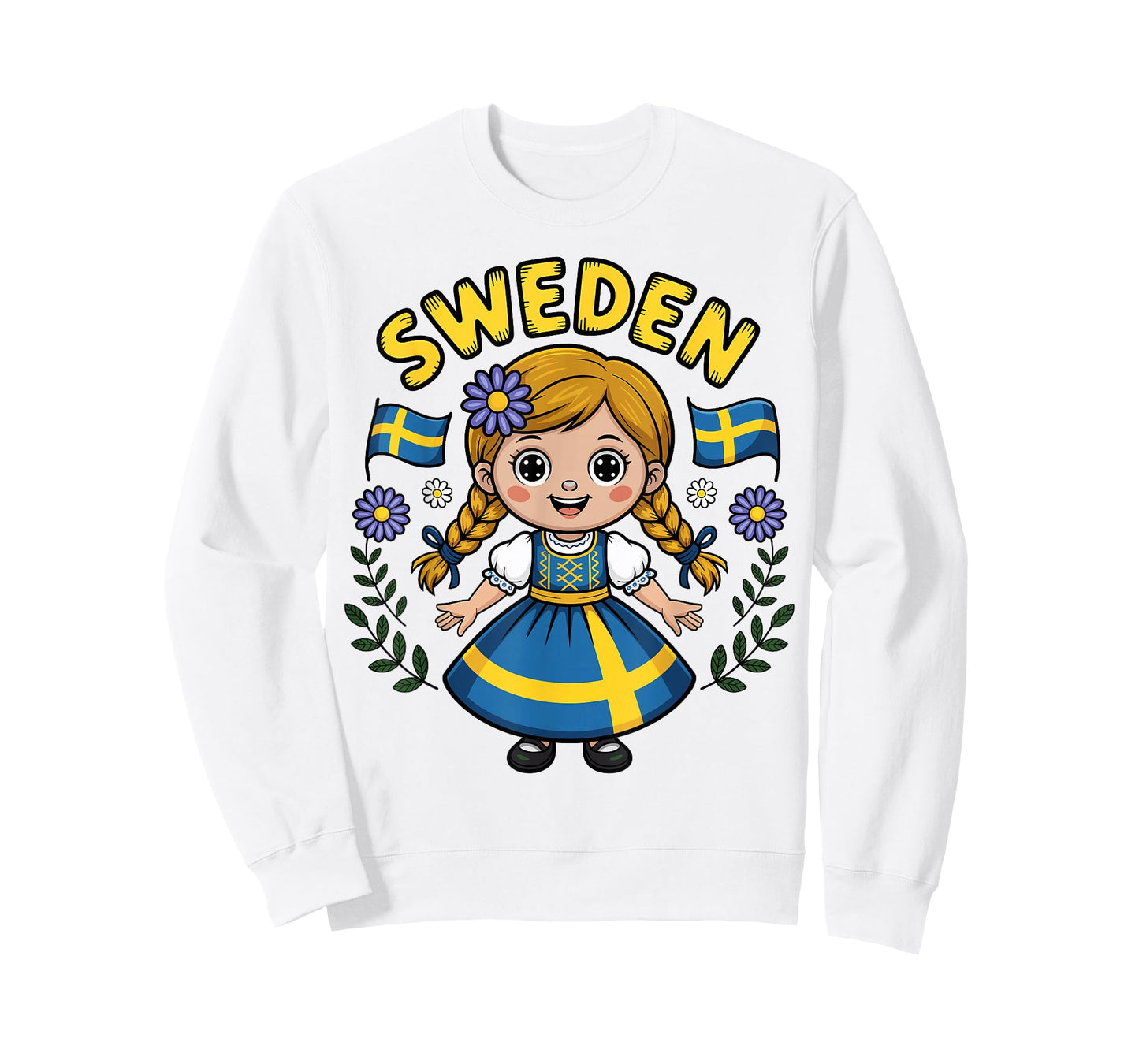 Cute Swedish Girl in Traditional Folk Dress for Kids T-Shirt