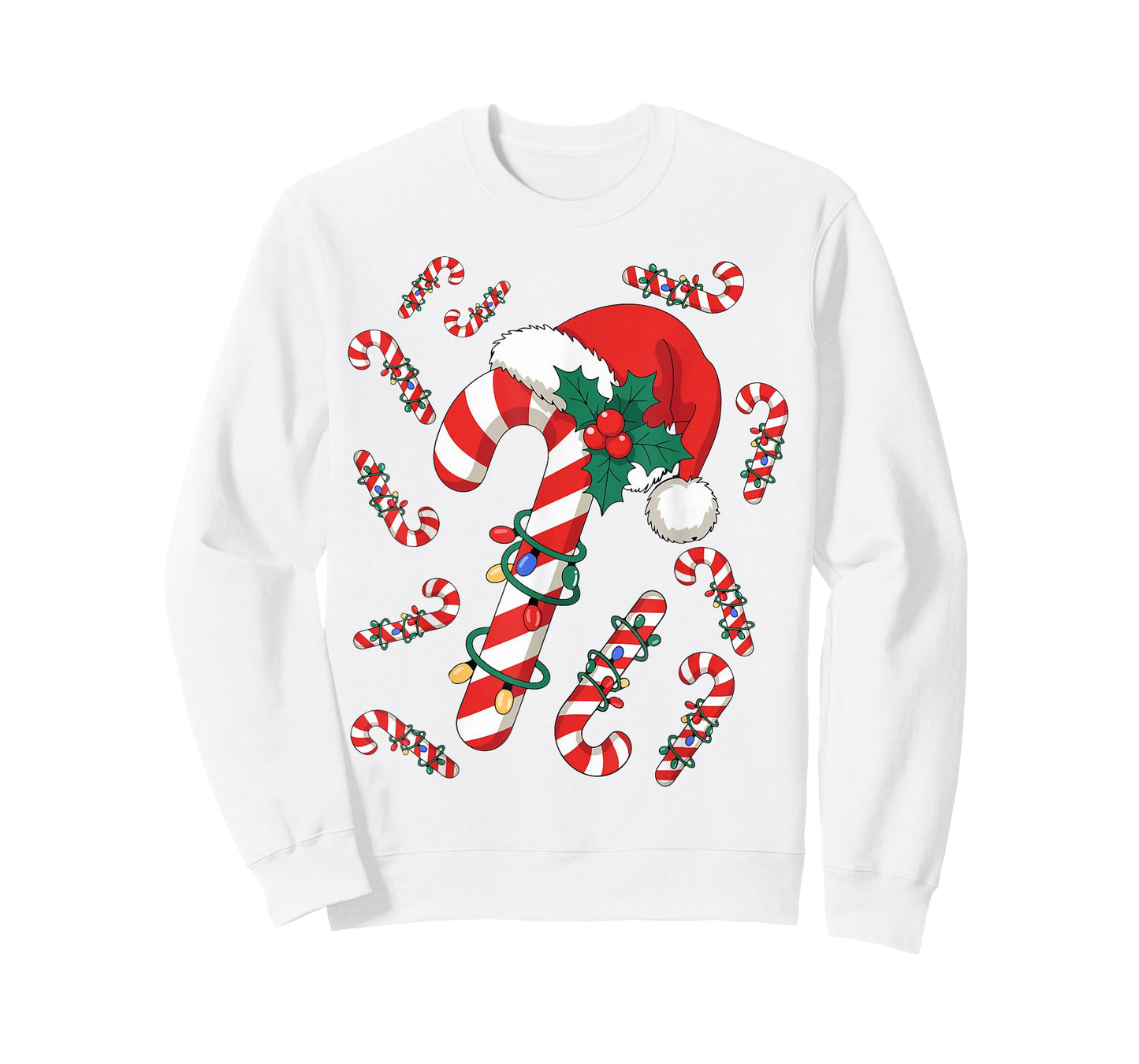 Red and White Candy Cane Santa Christmas Xmas Lights T-Shirt