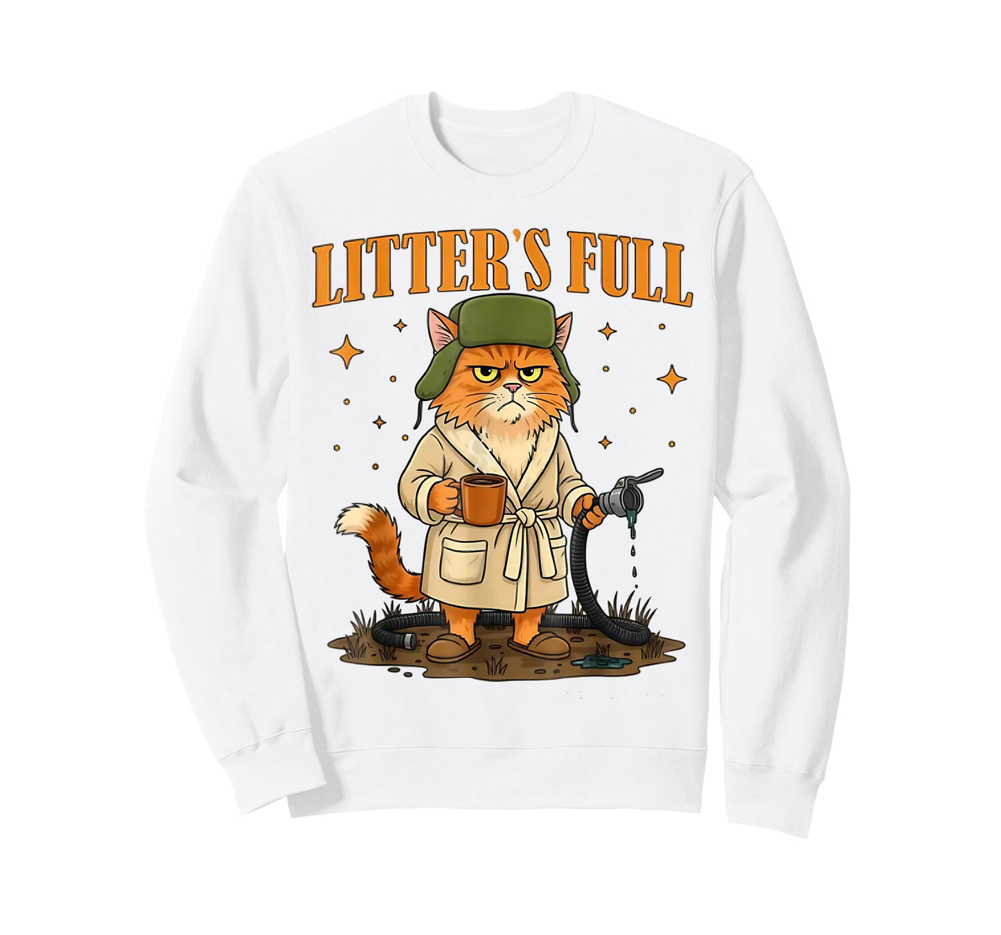 Vintage Litter's Full Cat Funny Cat Christmas Humor Saying T-Shirt