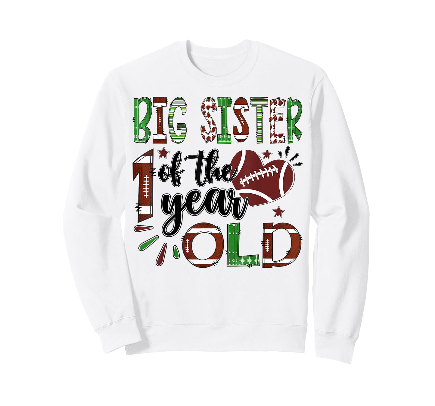 Big Sister of The 1 Year Old Football 1st Birthday Boy T-Shirt