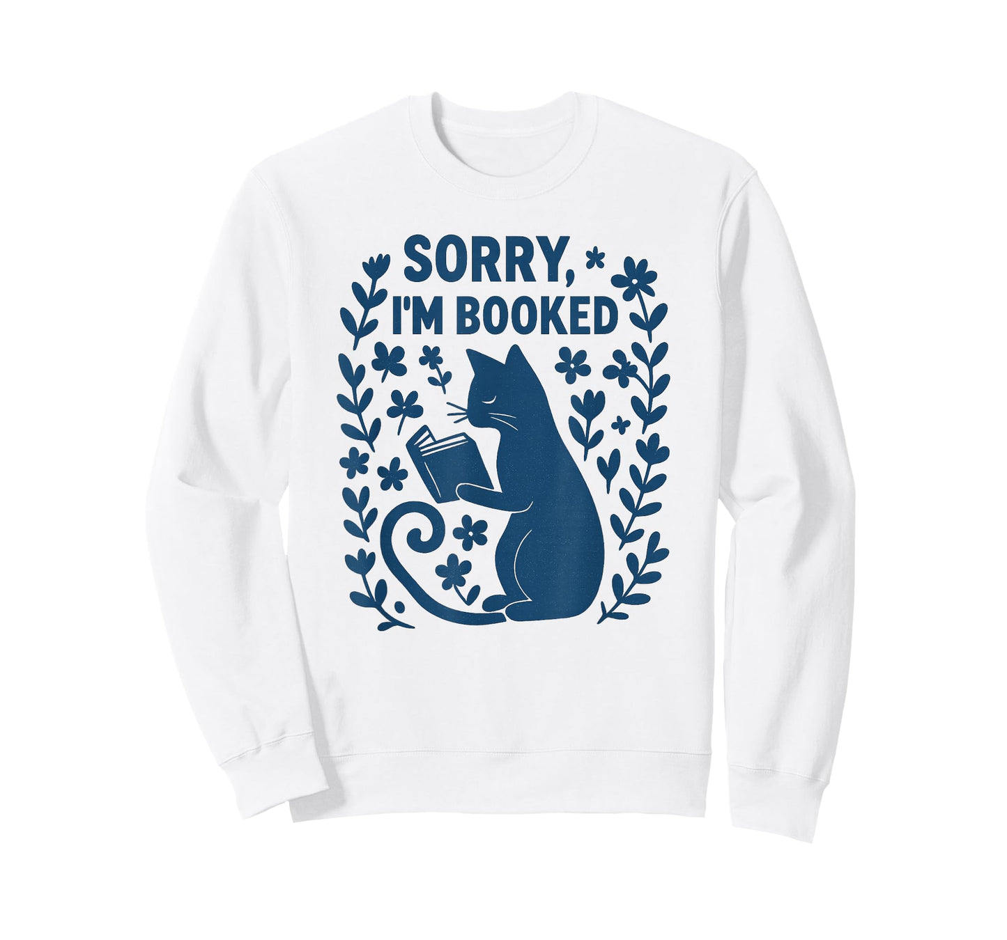 Sorry I'm Booked Cat Reading Book Boho Flowers Vintage T-Shirt