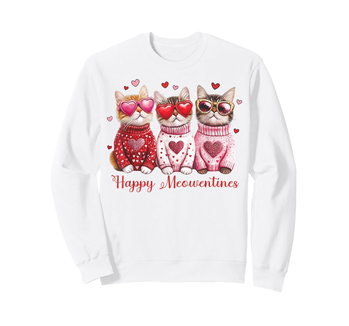 Valentine Cat Happy Meowentines Heart Valentines Cat Lover T-Shirt