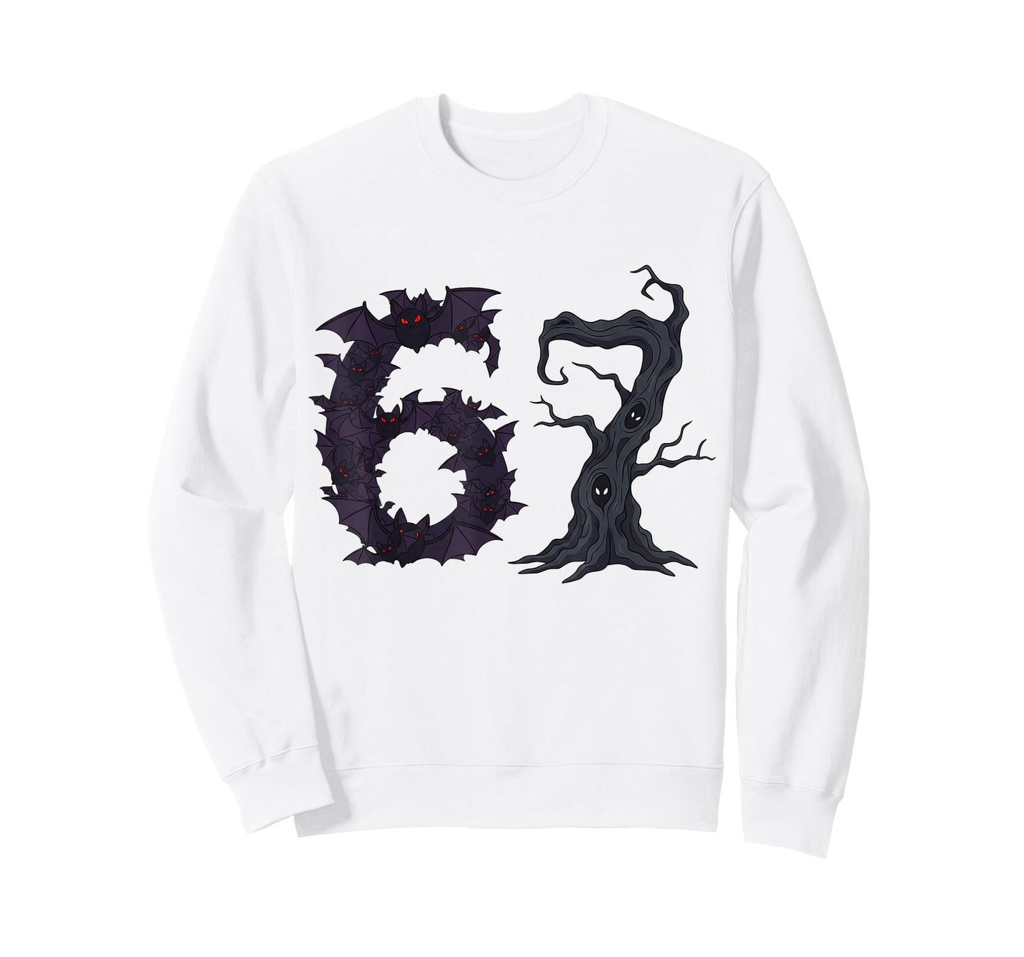 Creepy Tree and Spooked Bats Funny Teacher 67 Halloween 6-7 T-Shirt