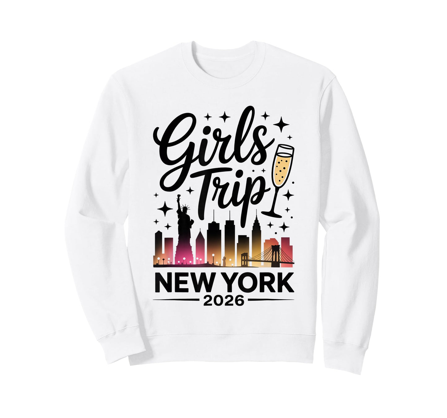 Girls Trip New York 2026 City Skyline Travel Crew T-Shirt