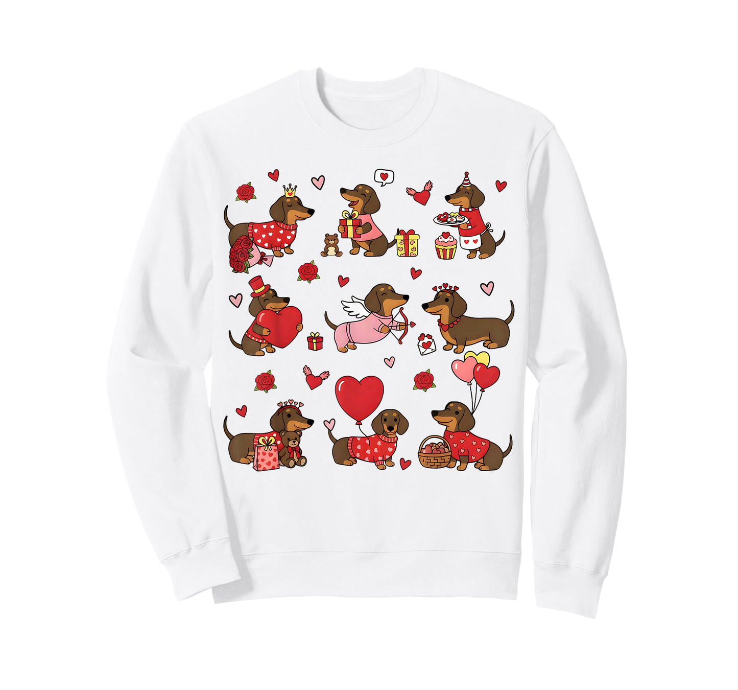 Cute Dachshund Lover Valentines Heart Couple Matching T-Shirt