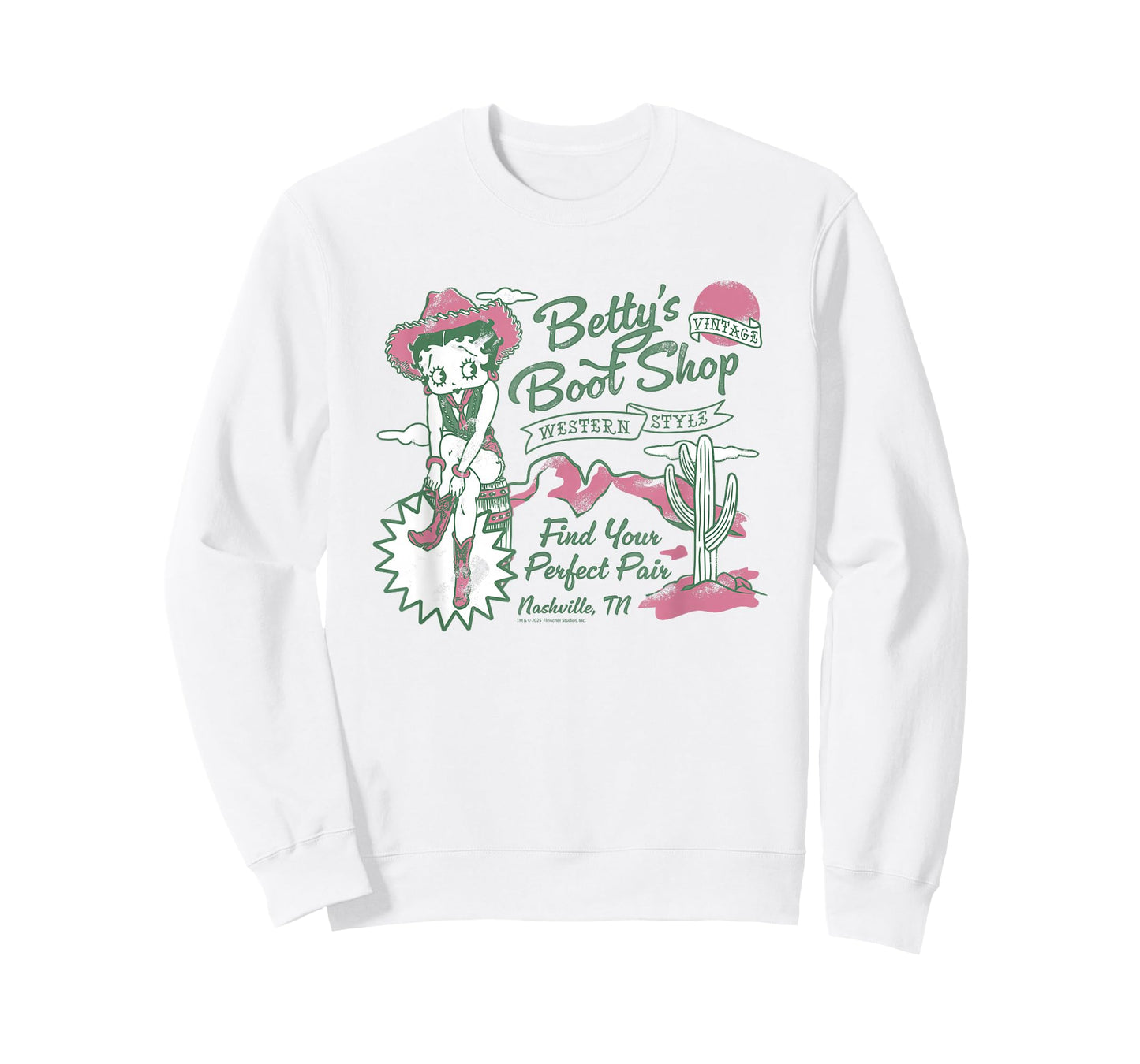 Betty Boop Nashville Western Boot Shop Retro T-Shirt